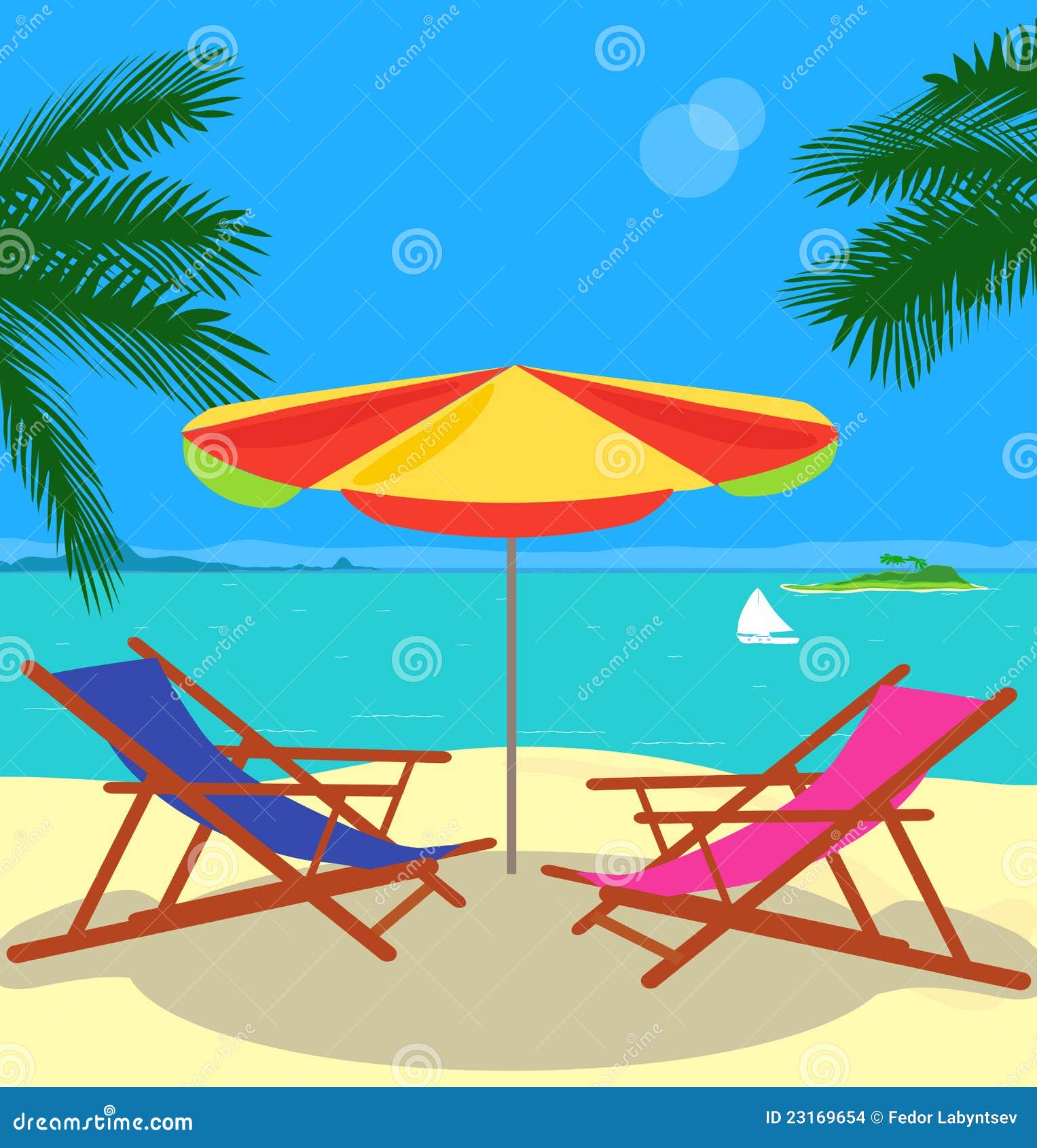 A Tropical Beach is in a Vector Stock Illustration - Illustration of ...