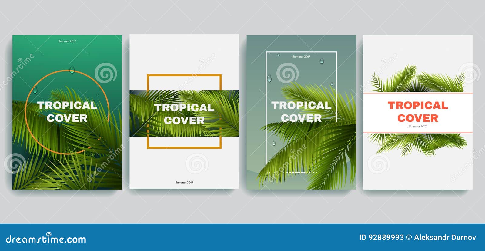 tropical a4 covers set. hawaiian exotics backgrounds collection. palm leaves with frames. use for your summer 