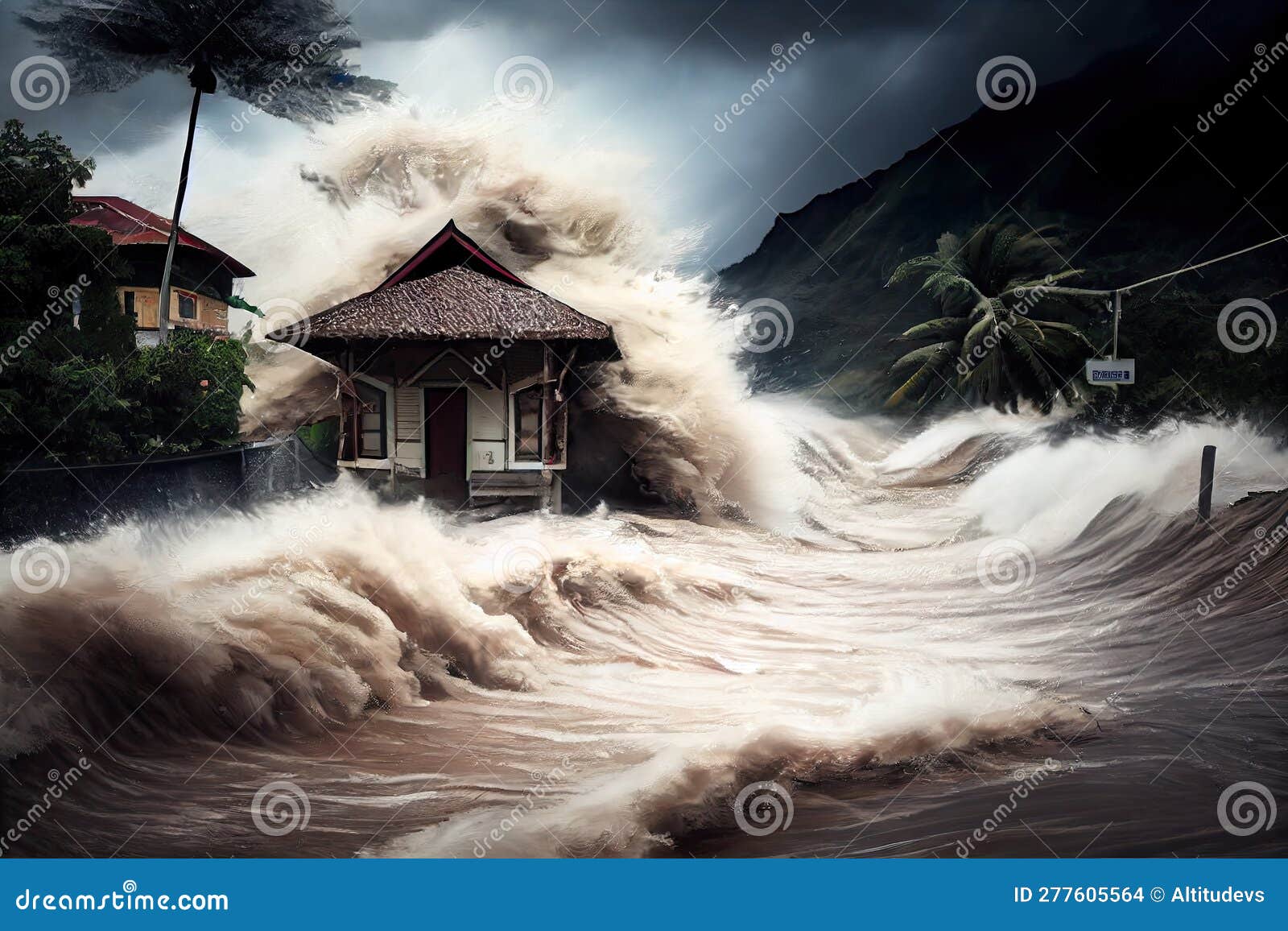 tropical cyclone with intense rainfall, causing flash floods and landslides