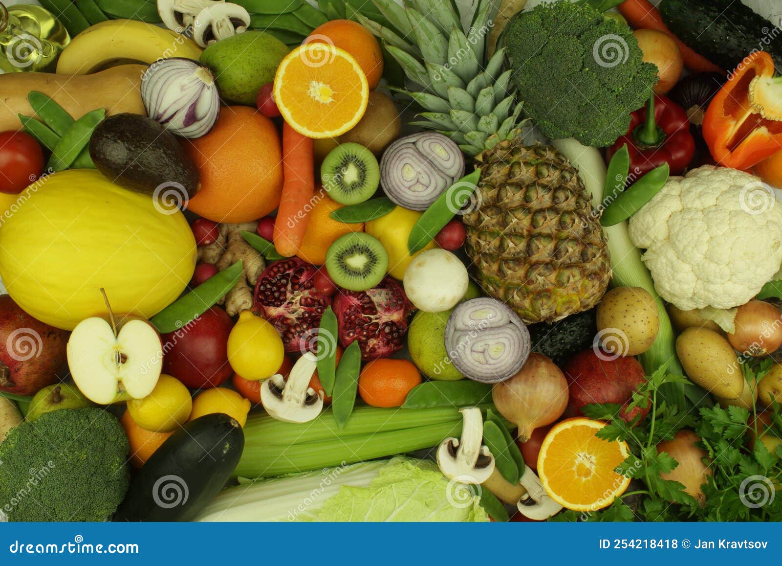 tropical and european vegetables and fruits, assorted