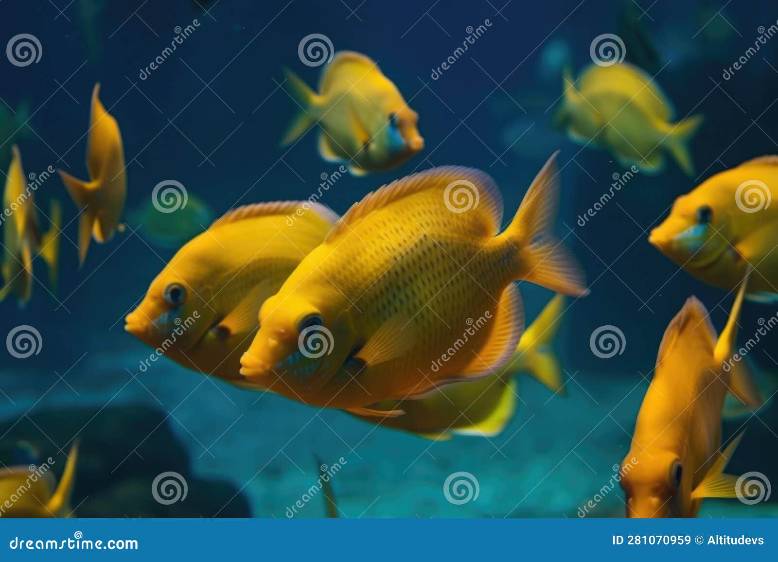 Tropical Fish Swimming in School, Their Movements Synchronized Stock