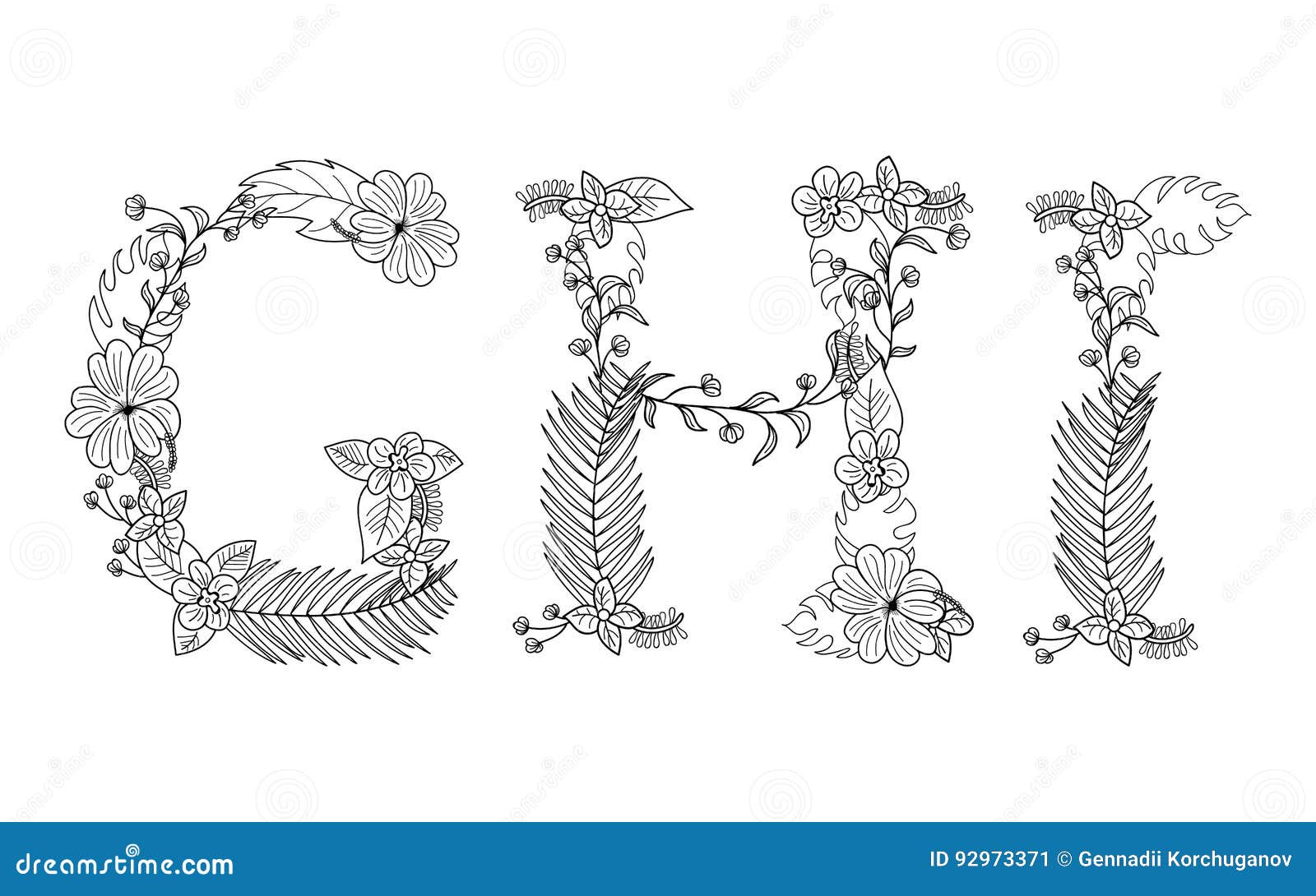 Download Tropical Floral . Letter G, H, I Stock Vector ...
