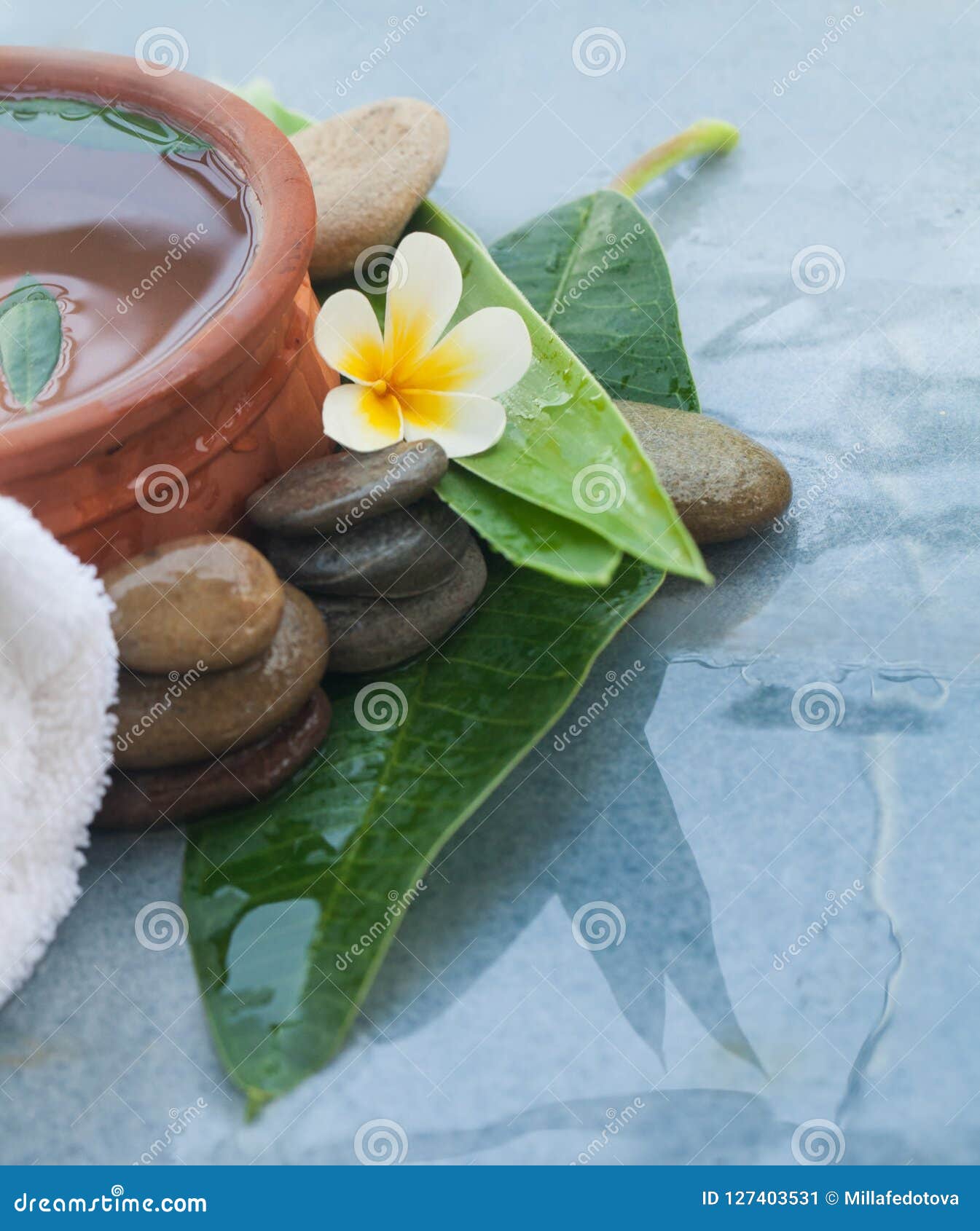 Tropical Flower and Stones for Spa Massage Stock Image Image of care