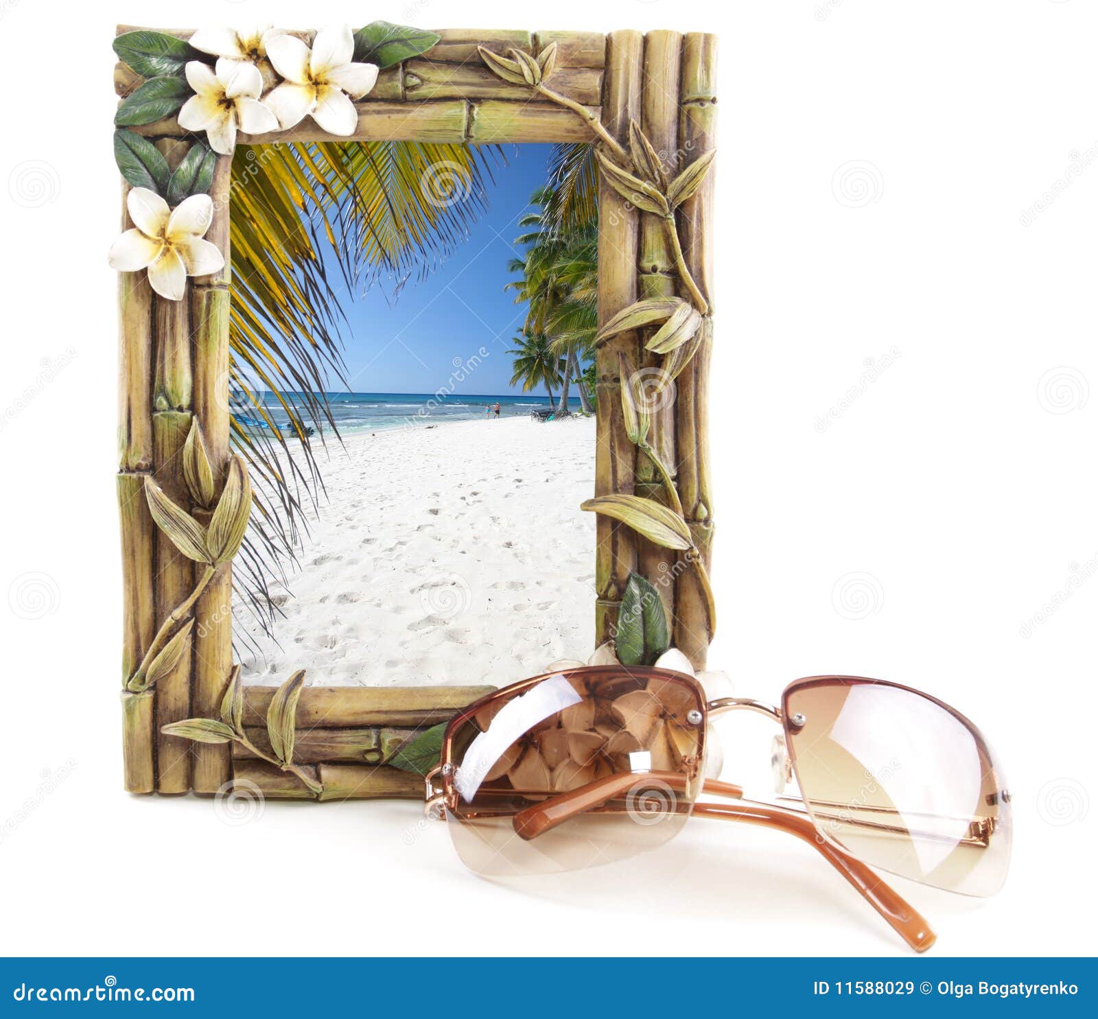 Tropical Frame with beach stock image. Image of sunglasses 11588029