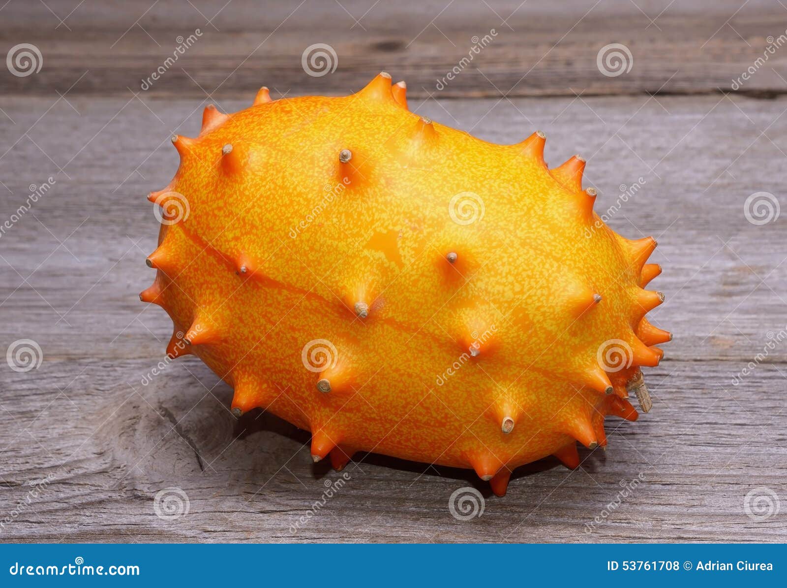 Tropical Fruit Kiwano on Wooden Background Stock Photo Image of melon