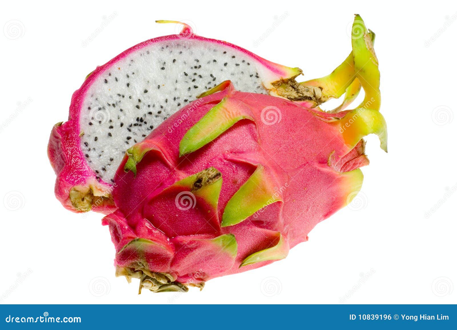 Tropical fruit - Pitaya. Two halves of pitaya isolated on white background