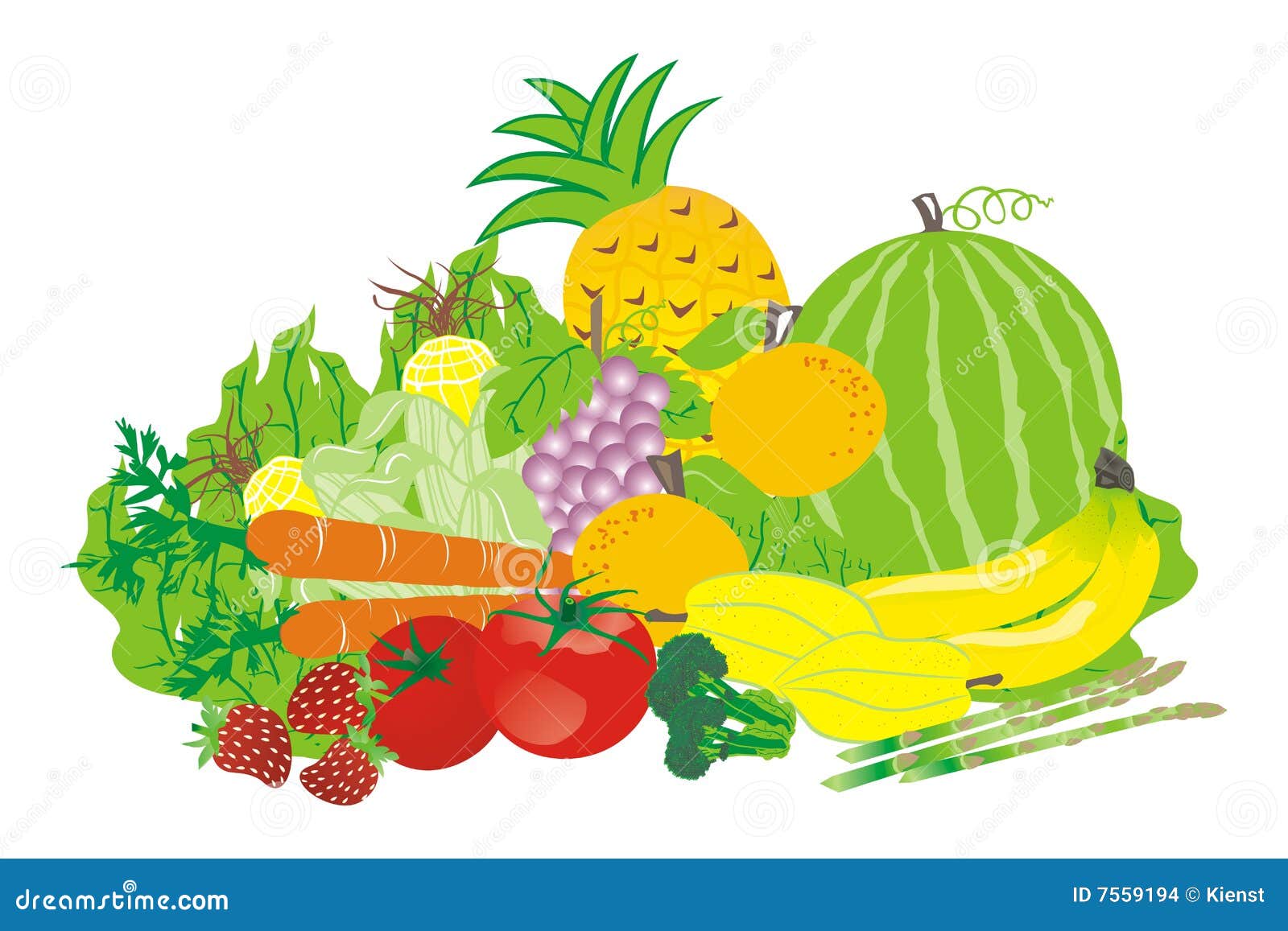 Tropical Fruits and Vegetables Vector Stock Vector Illustration of
