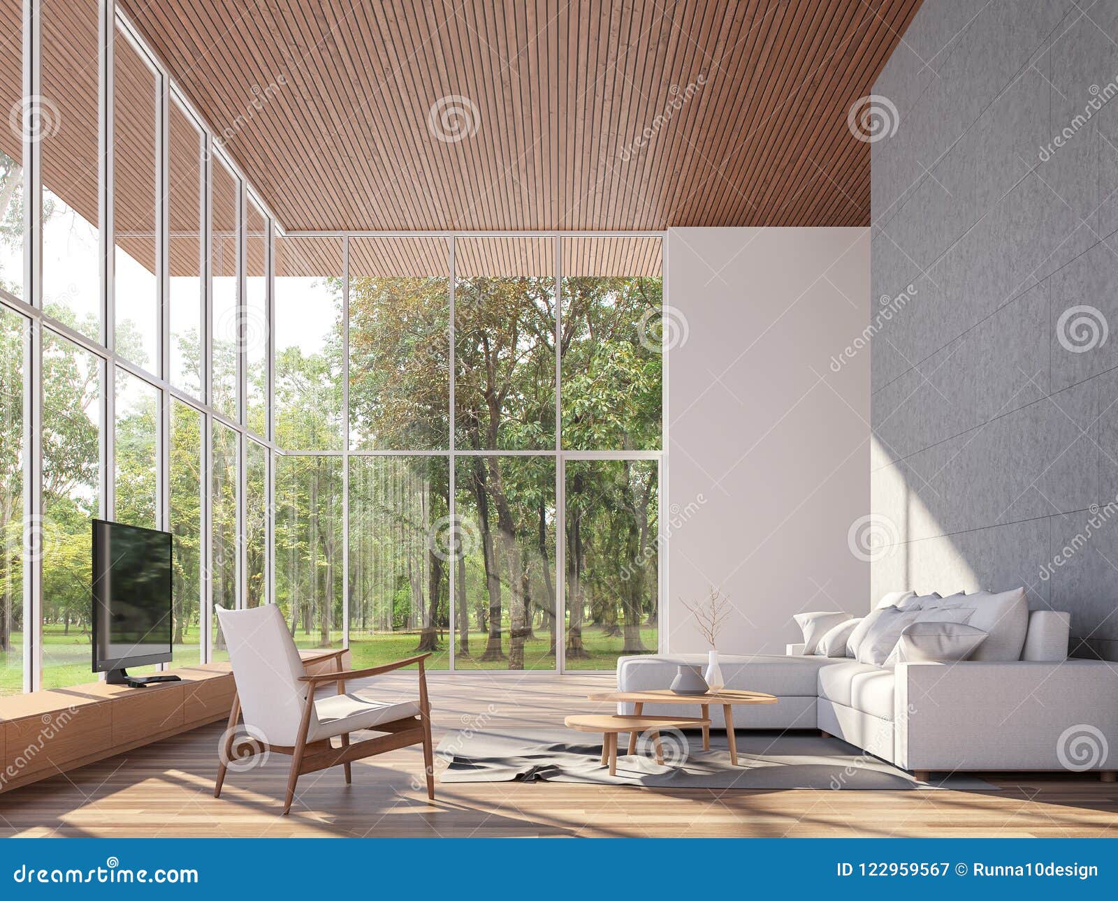 tropical house living room 3d render
