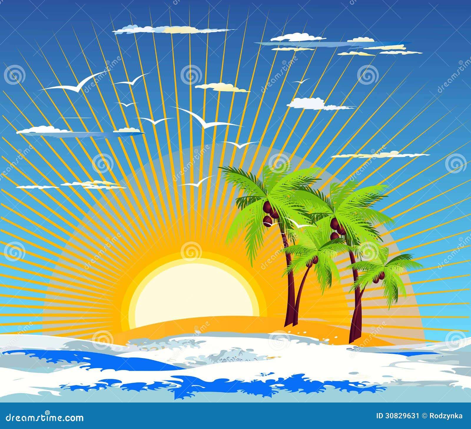 Tropical island stock illustration. Illustration of design - 30829631