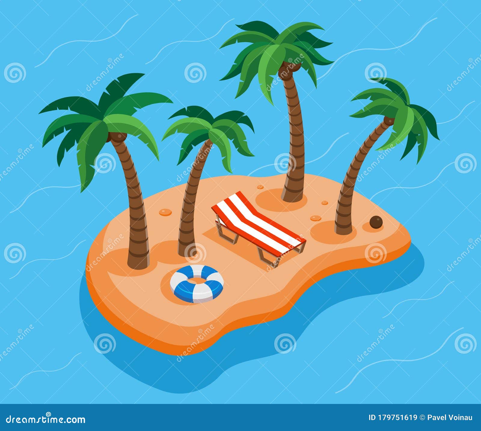Tropical Island with Beach and Palm Tree . Summer Holidays Concept ...