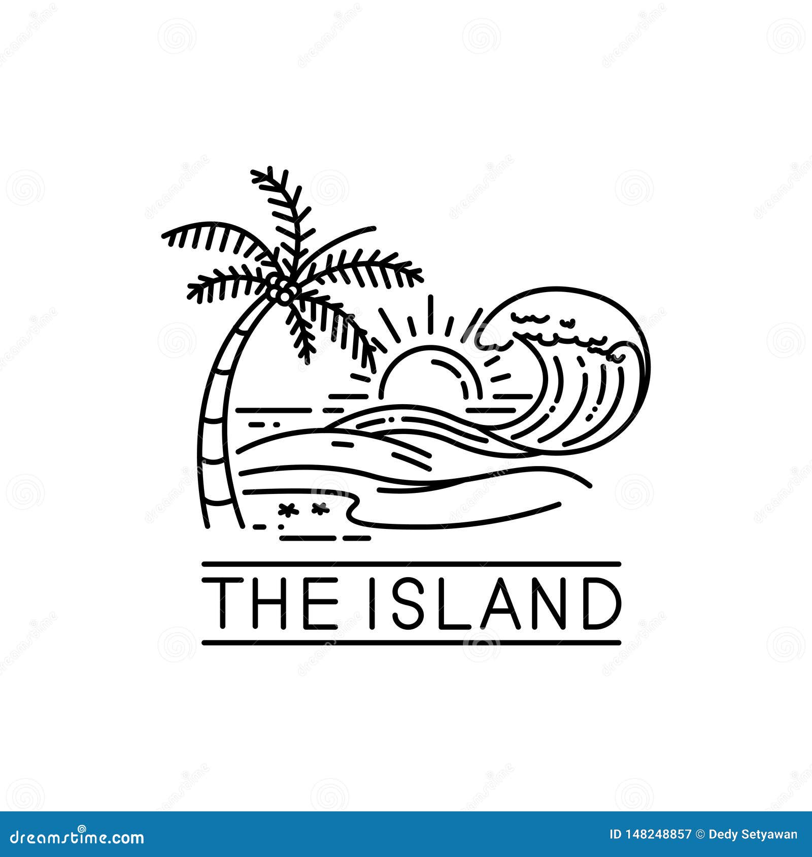 Island Line Art Illustration Stock Vector - Illustration of template ...