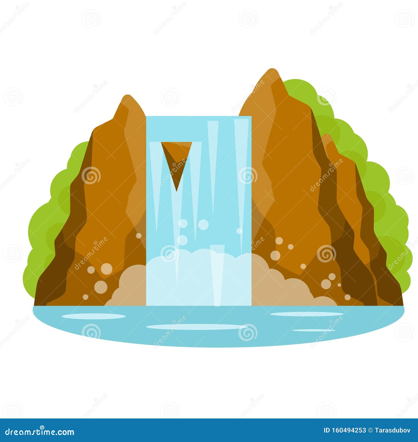 Waterfall on Mountain. Rocks and Water. Stock Vector - Illustration of ...