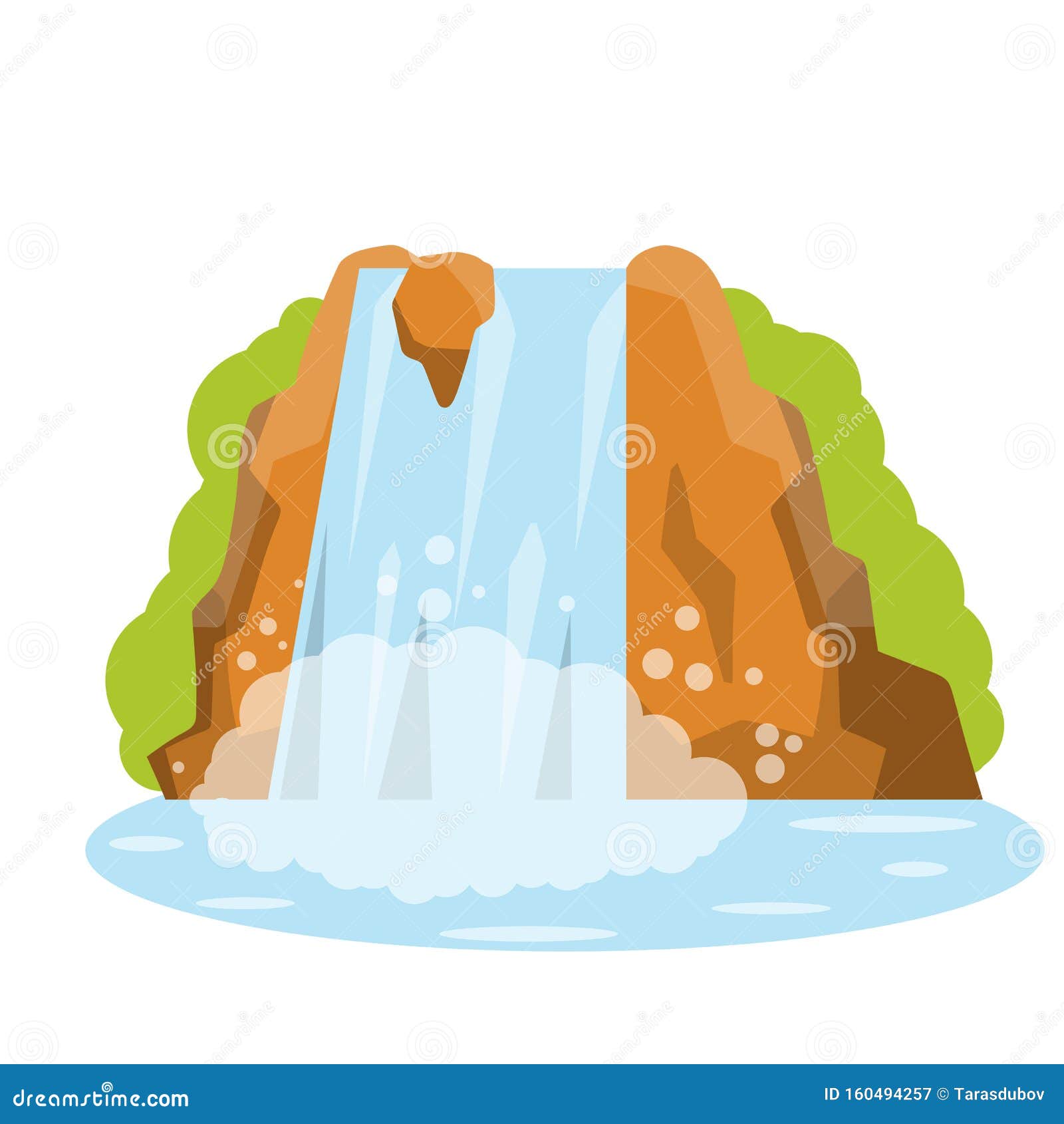 Waterfall on Mountain. Rocks and Water. Stock Vector - Illustration of ...