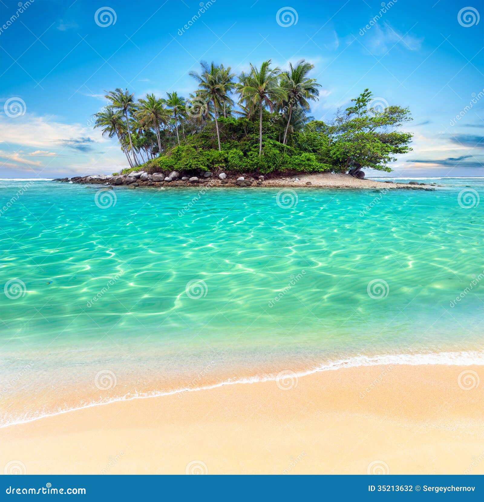 tropical island and sand beach exotic travel background