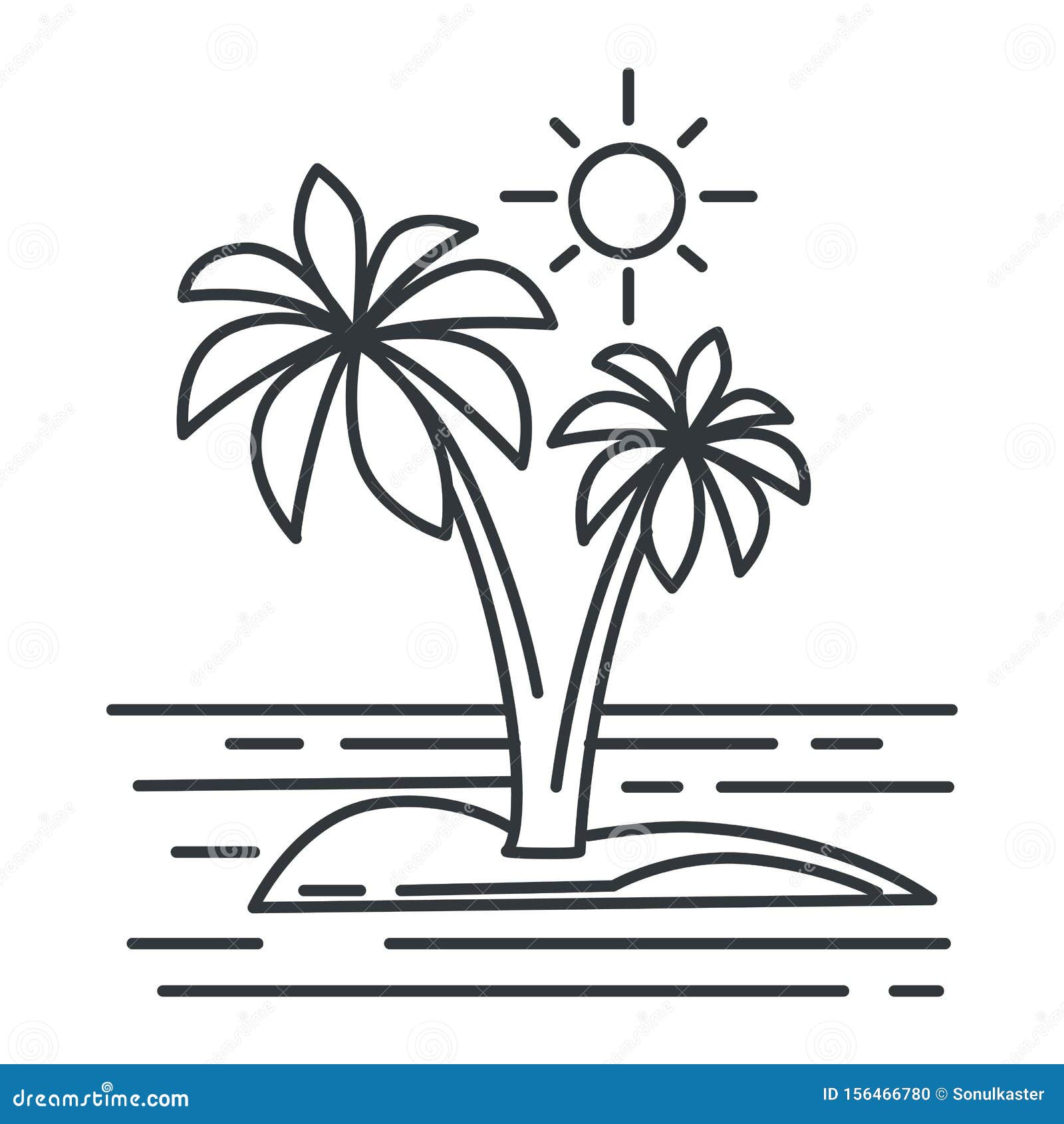 tropical island clipart black and white