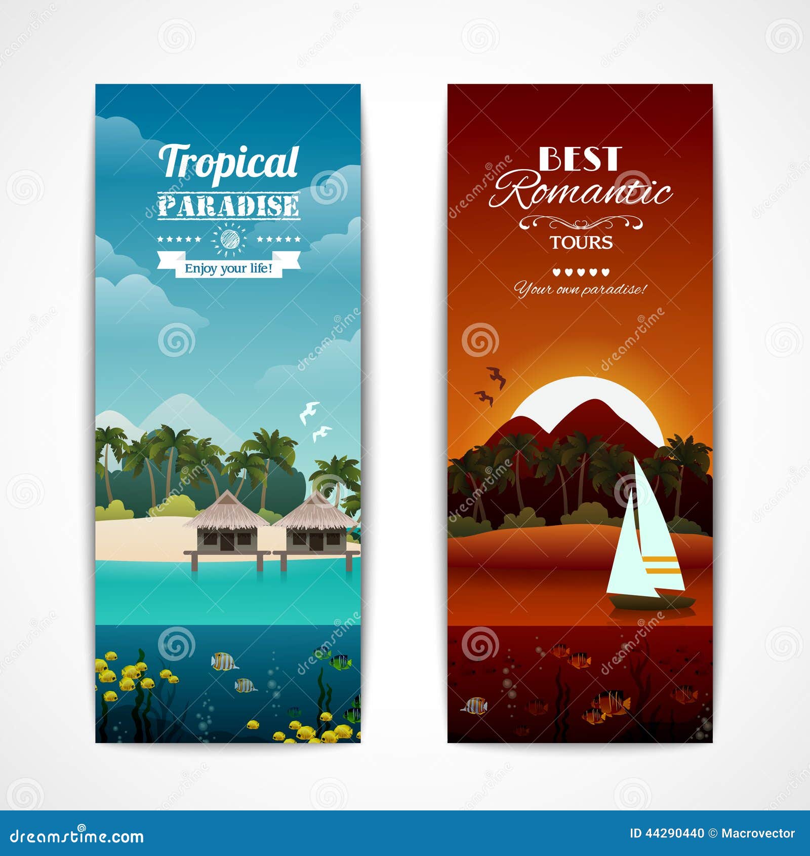 Tropical Island Vertical Banners Stock Vector - Image 