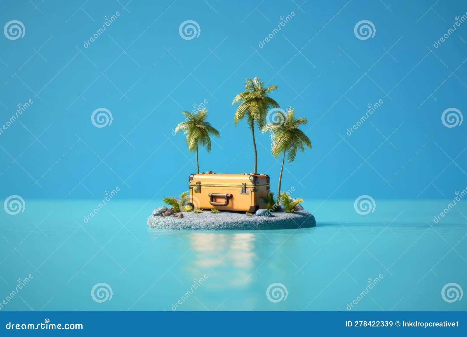 Tropical Island with a Yellow Travel Suitcase. Generative Ai Stock ...