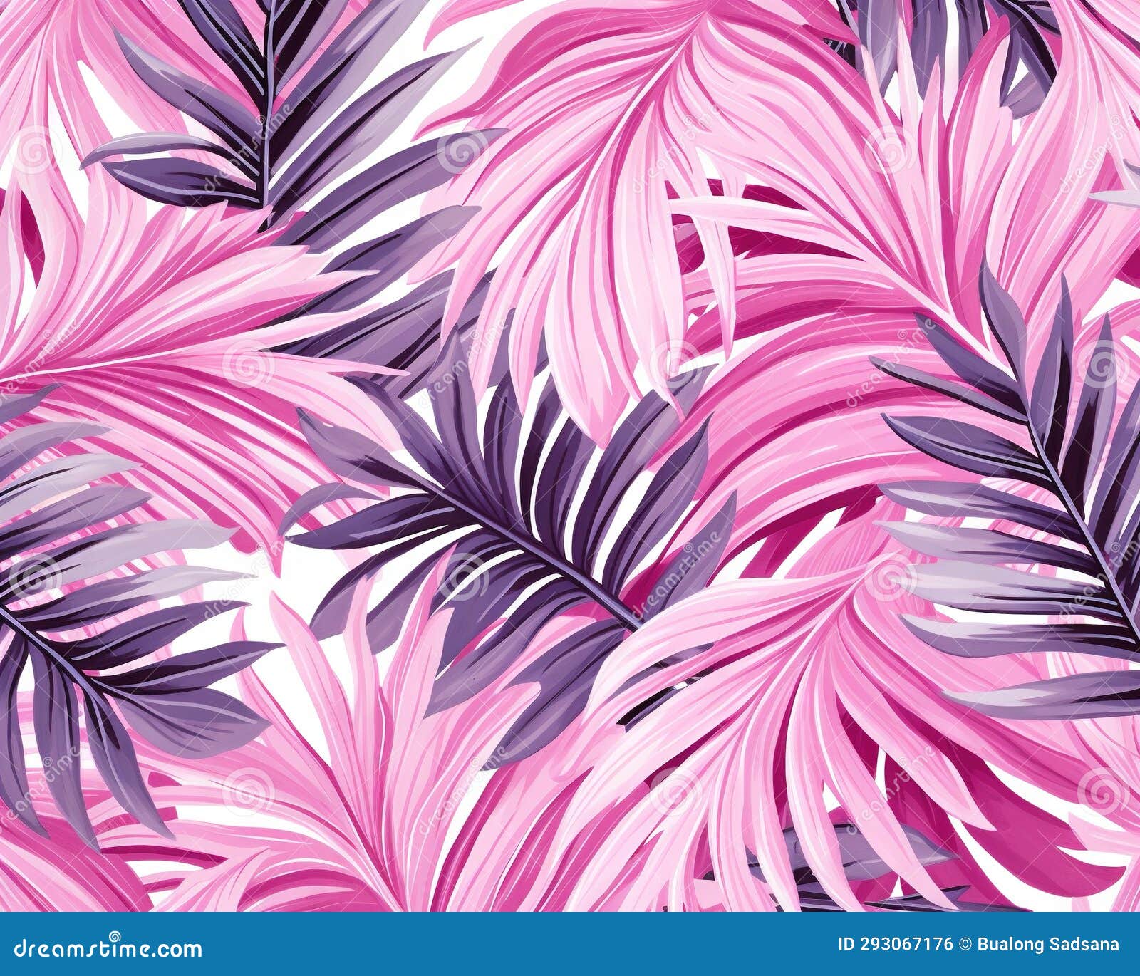 Tropical Leaf Pattern Wallpaper with a Pink Background. Stock