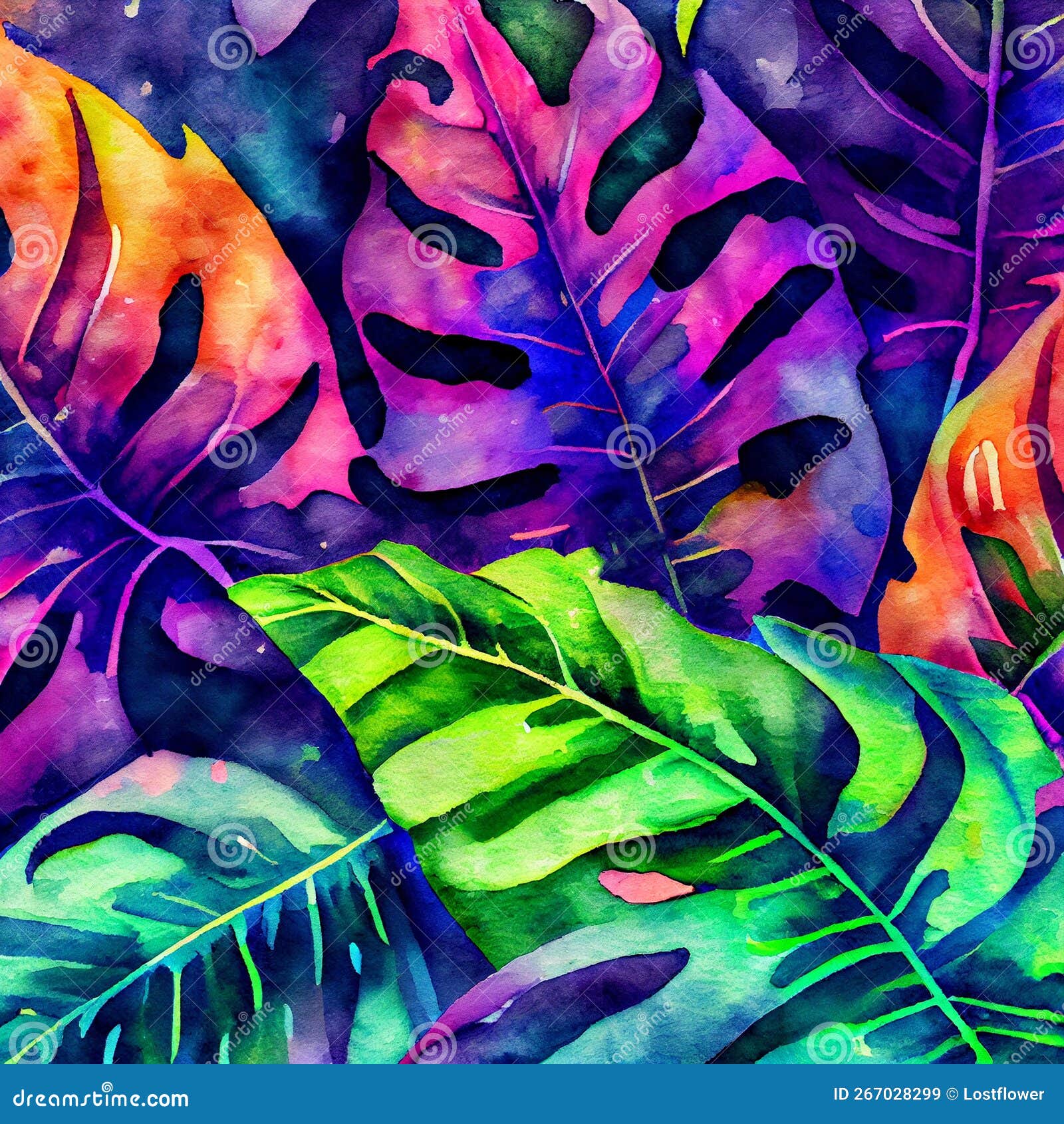 Tropical Leaves Collection. Jungle Tropical Backgrounds Stock