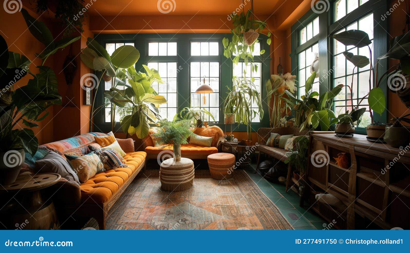 tropical living room - generative ai, ai generated