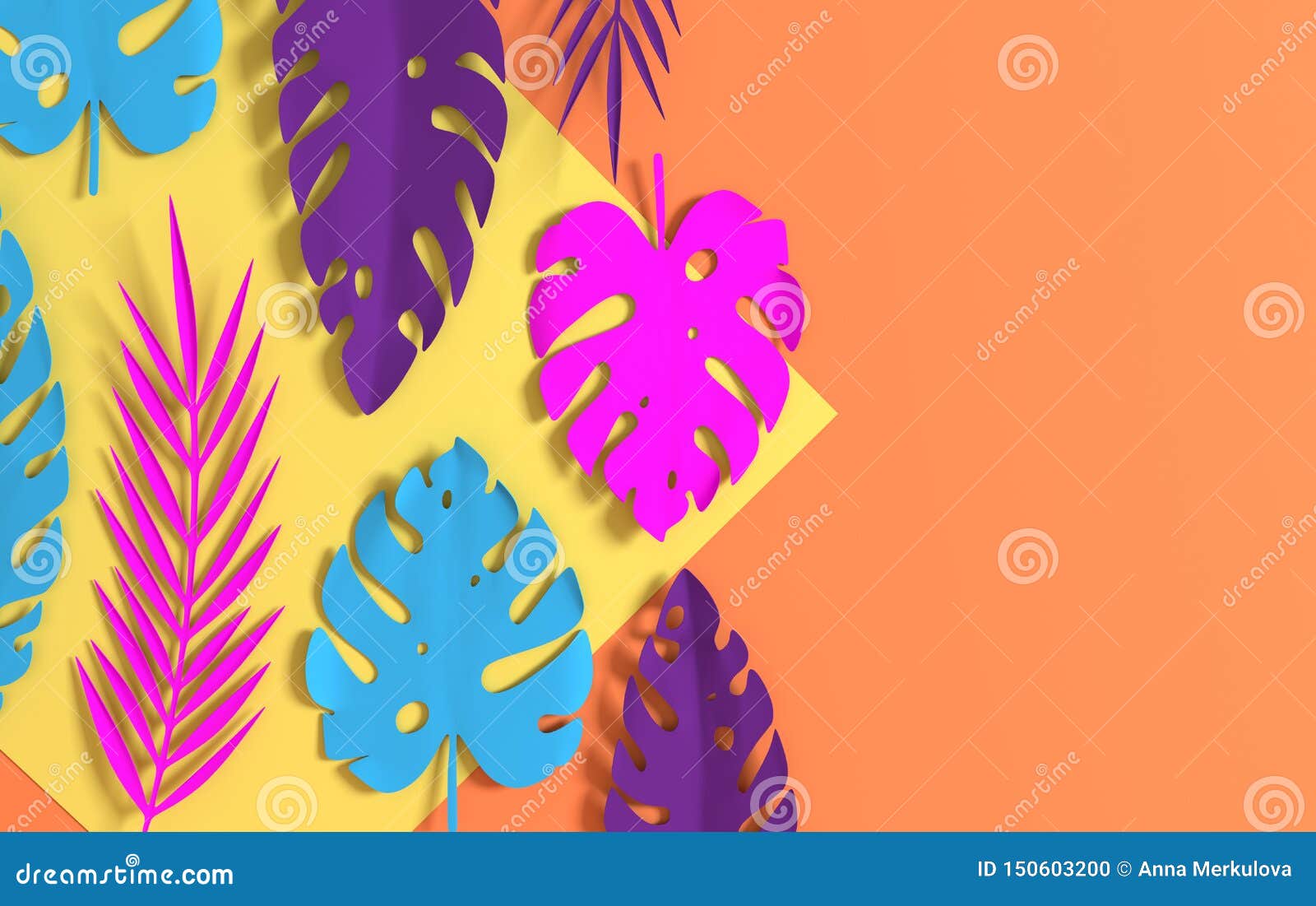 Tropical Paper Palm Leaves Summer Tropical Pastel Colored Leaf