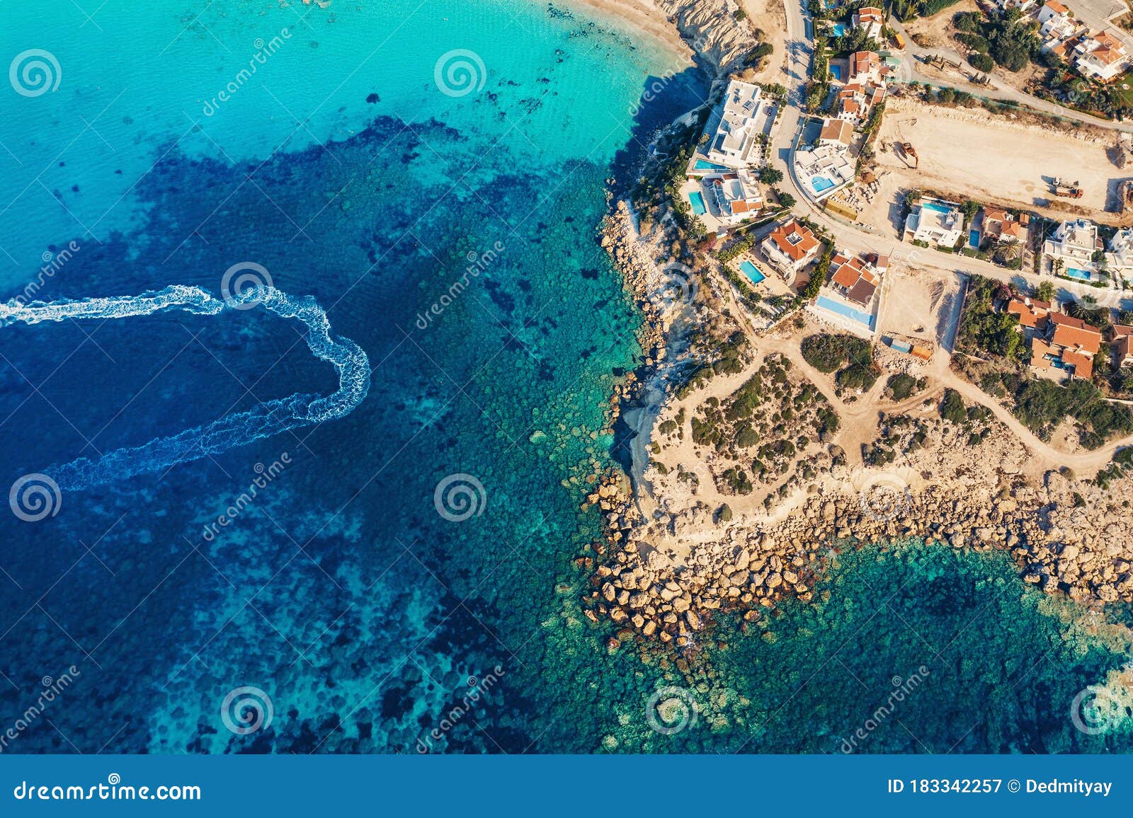 Tropical Paradise Beach with Mediterranean Sea Water, Aerial View ...