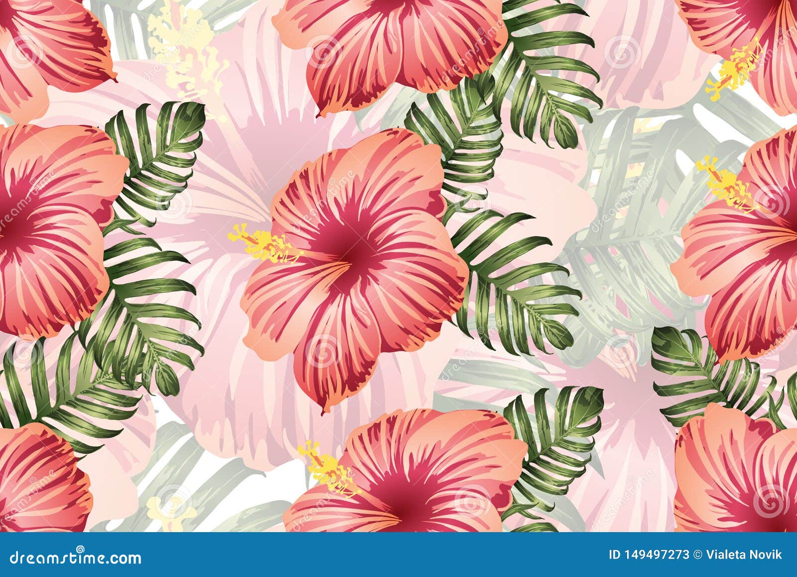 Hawaiian Tropic Jungle Endless Print. Stock Vector - Illustration of