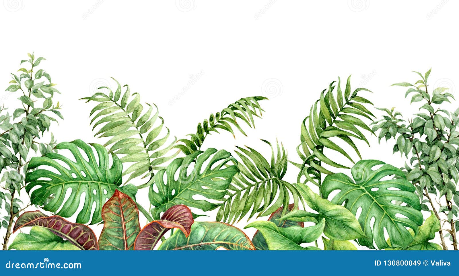 tropical plants seamless border