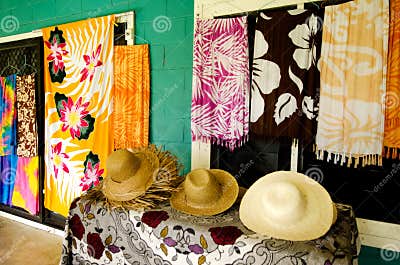 Tropical Souvenir Shop in Aitutaki Cook Islands Stock Photo - Image of ...