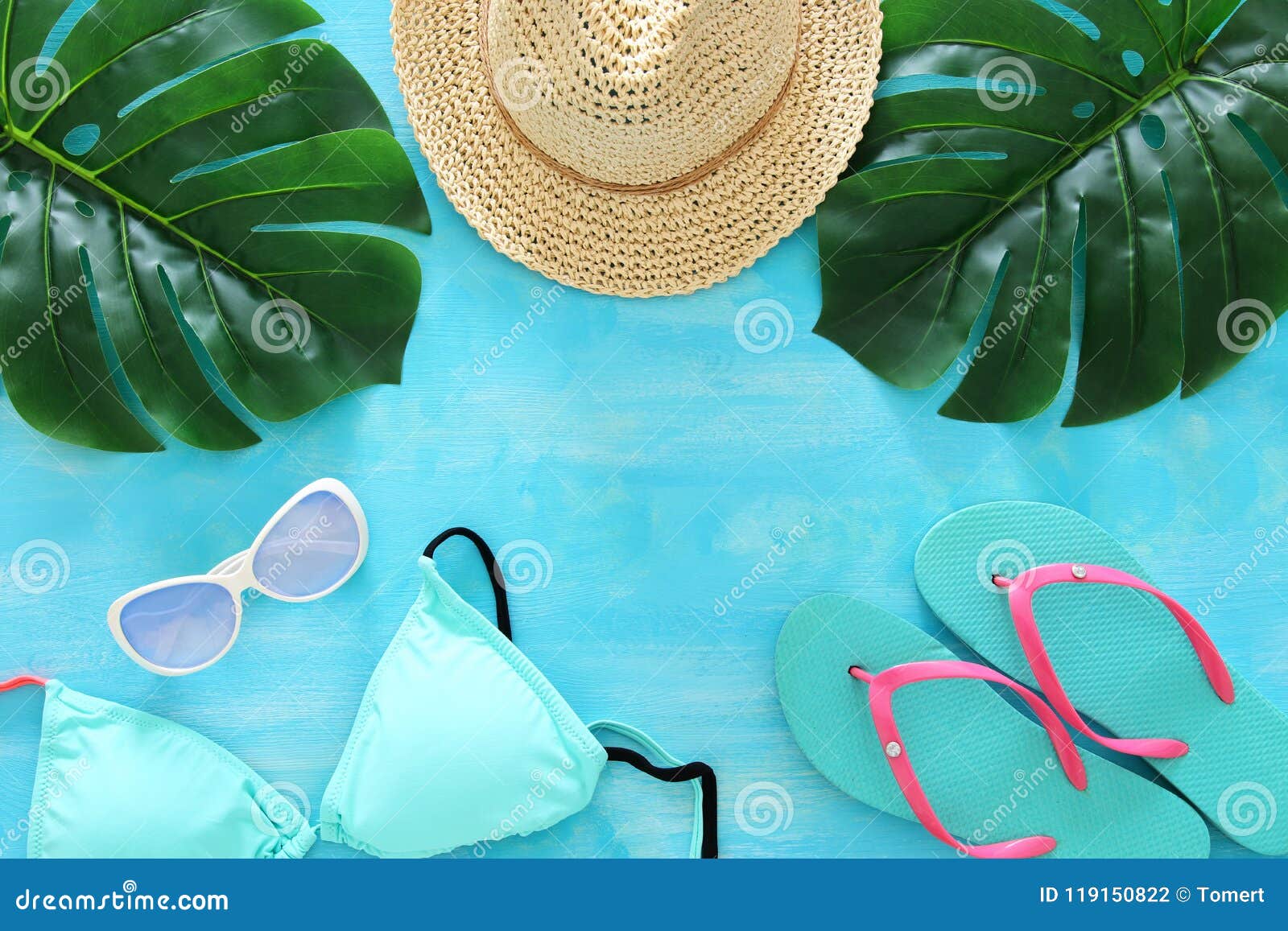 Tropical Vacation and Summer Travel Image with Sea Life Style Objects ...