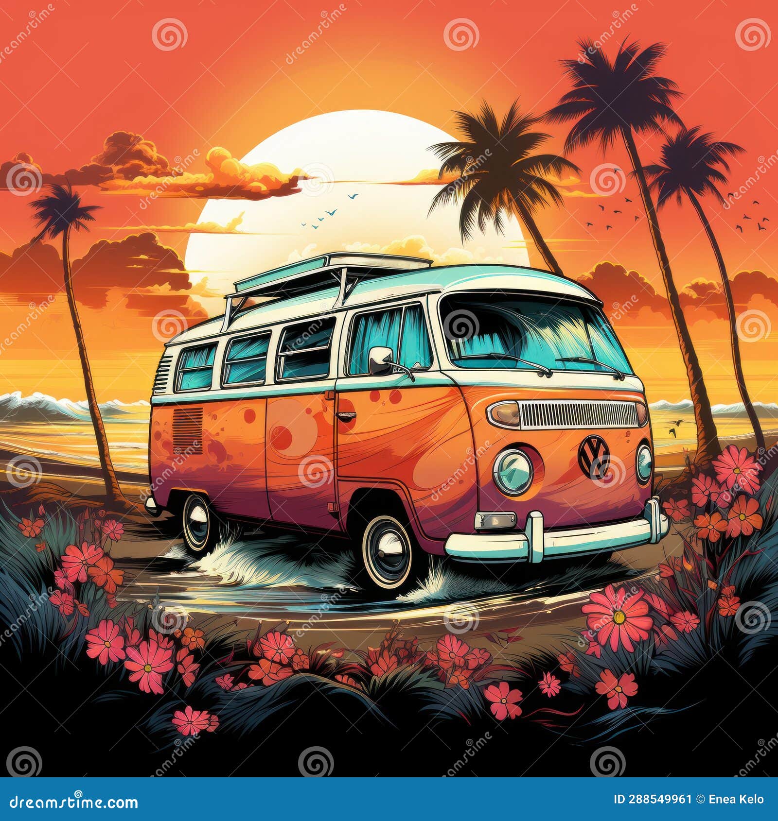 The Tropical Van stock illustration. Illustration of paradise - 288549961