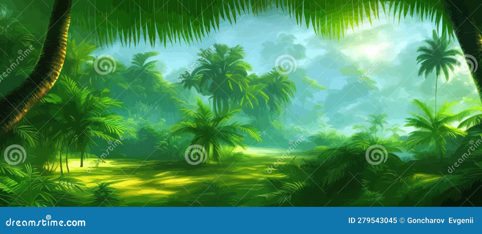 Jungle Theme backdrop Scenery Green Forest Tree Backdrop