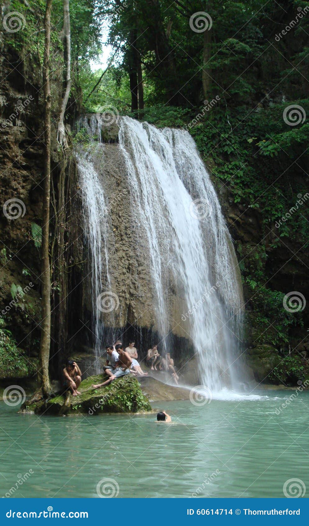 Tropical waterfall editorial stock image. Image of sitting - 60614714