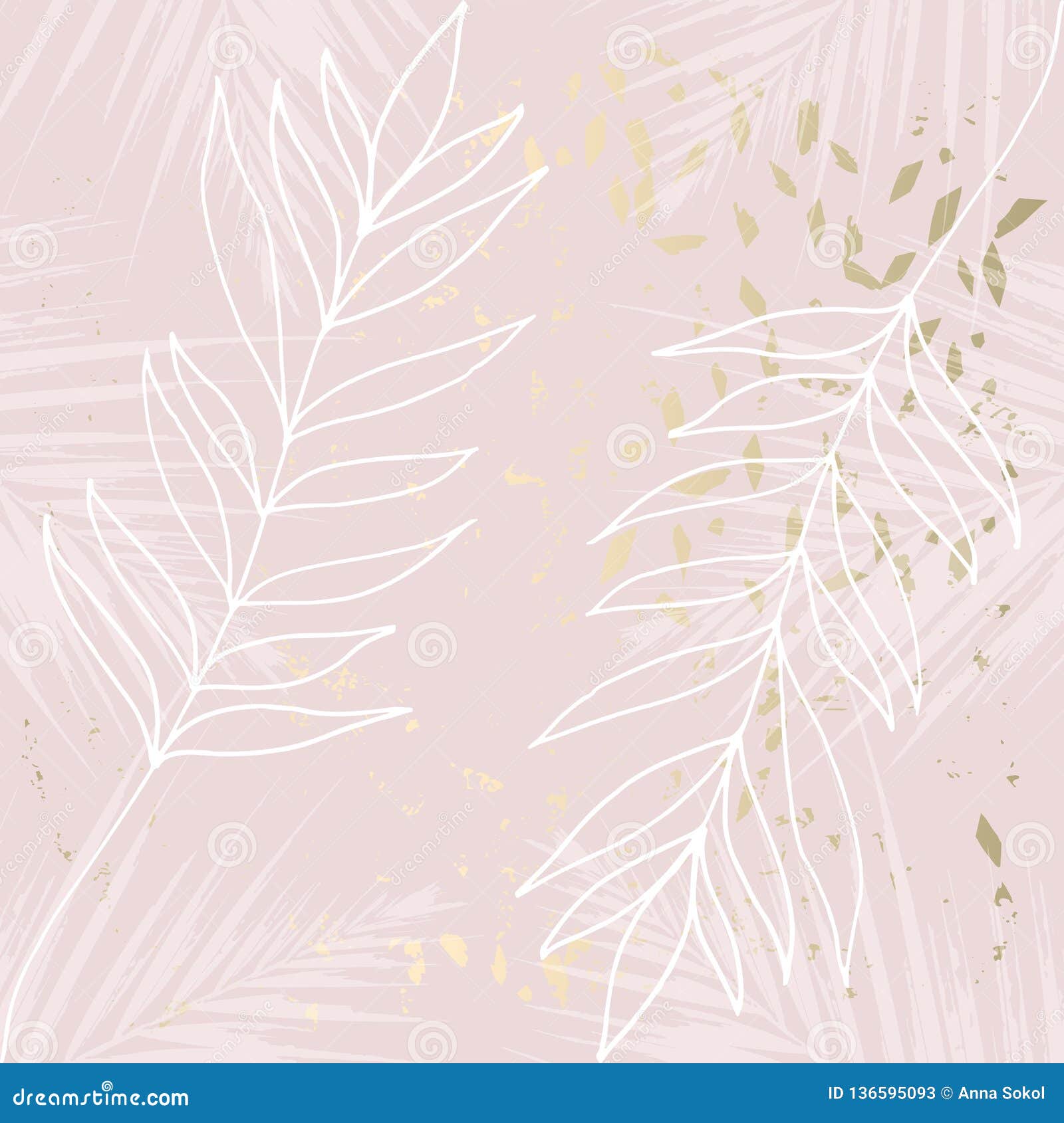 Tropical Worn Floral Pastel Pink Blush Gold Pattern Stock Vector -  Illustration of chic, interior: 136595093