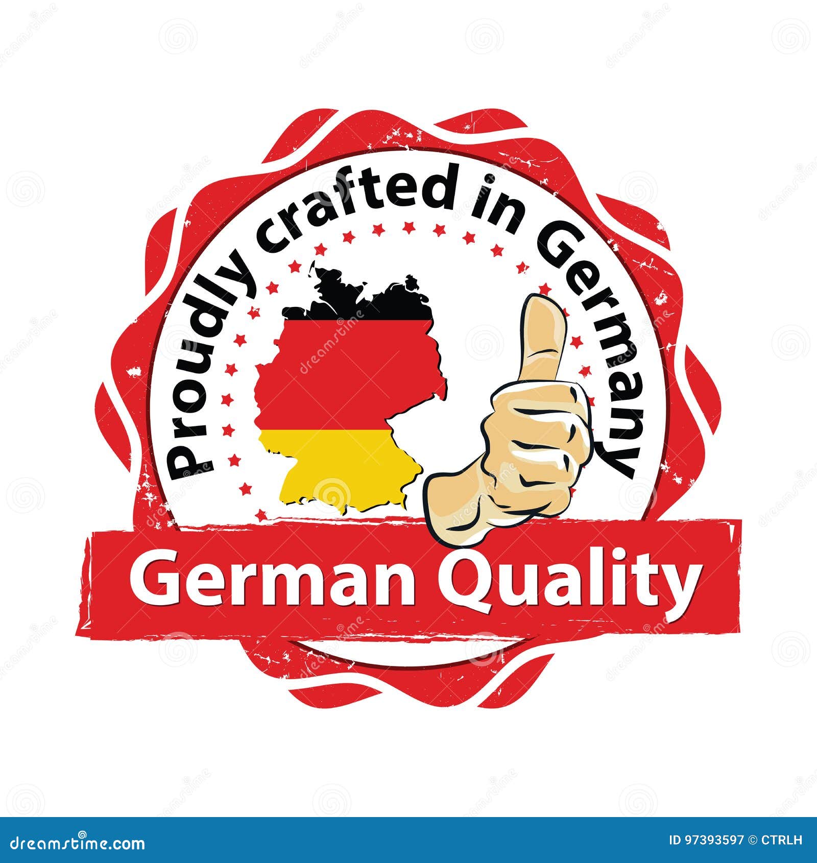 portemonnee Nauw draadloze Trots Bewerkt in Duitsland, Duitse Kwaliteit Vector Illustratie -  Illustration of etiket, product: 97393597