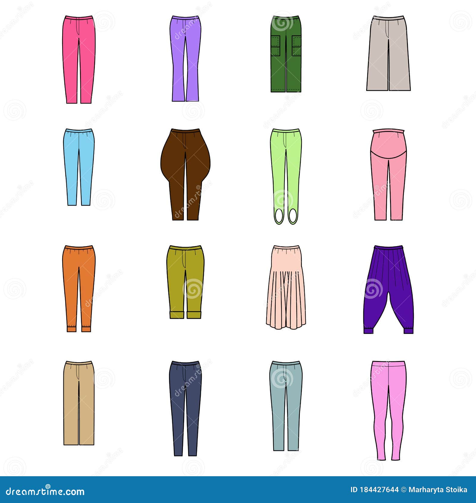 Trousers for woman set. stock vector. Illustration of icon - 184427644