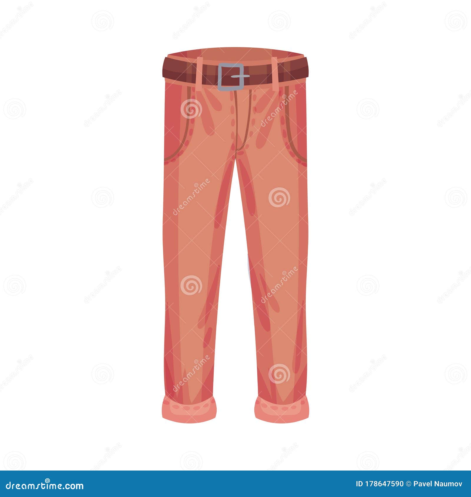 Trousers with Pockets and Belt As Male Clothing Item Vector ...