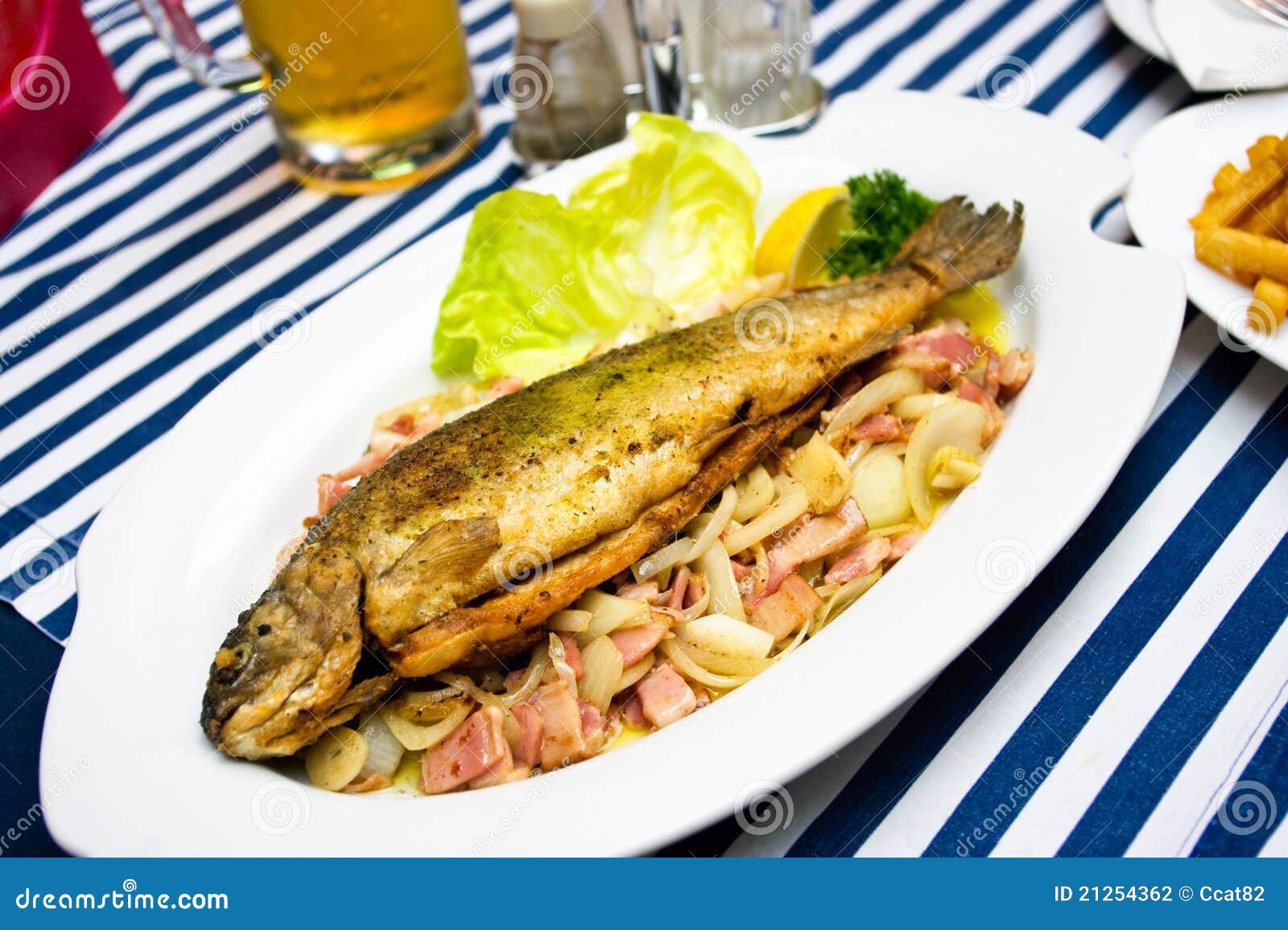 Trout in Czech stock photo. Image of bacon, green, leaf 21254362
