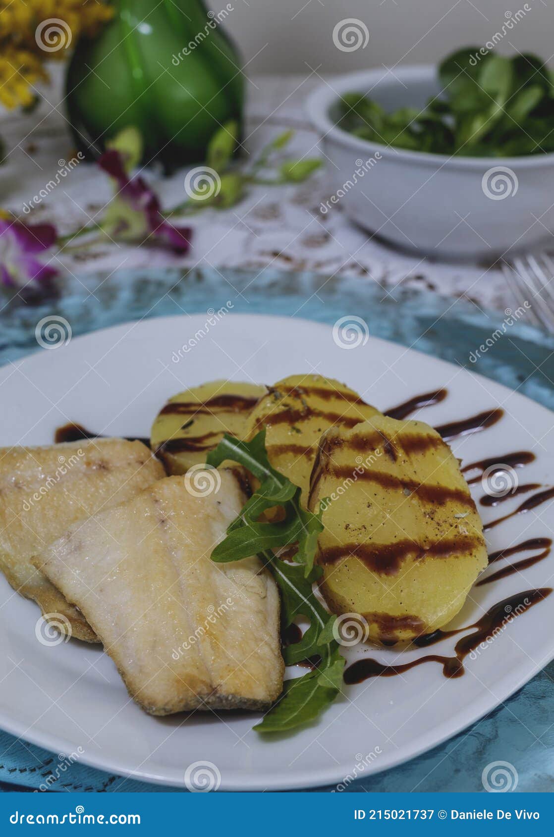 Trout fillet with potatoes stock image. Image of baked 215021737