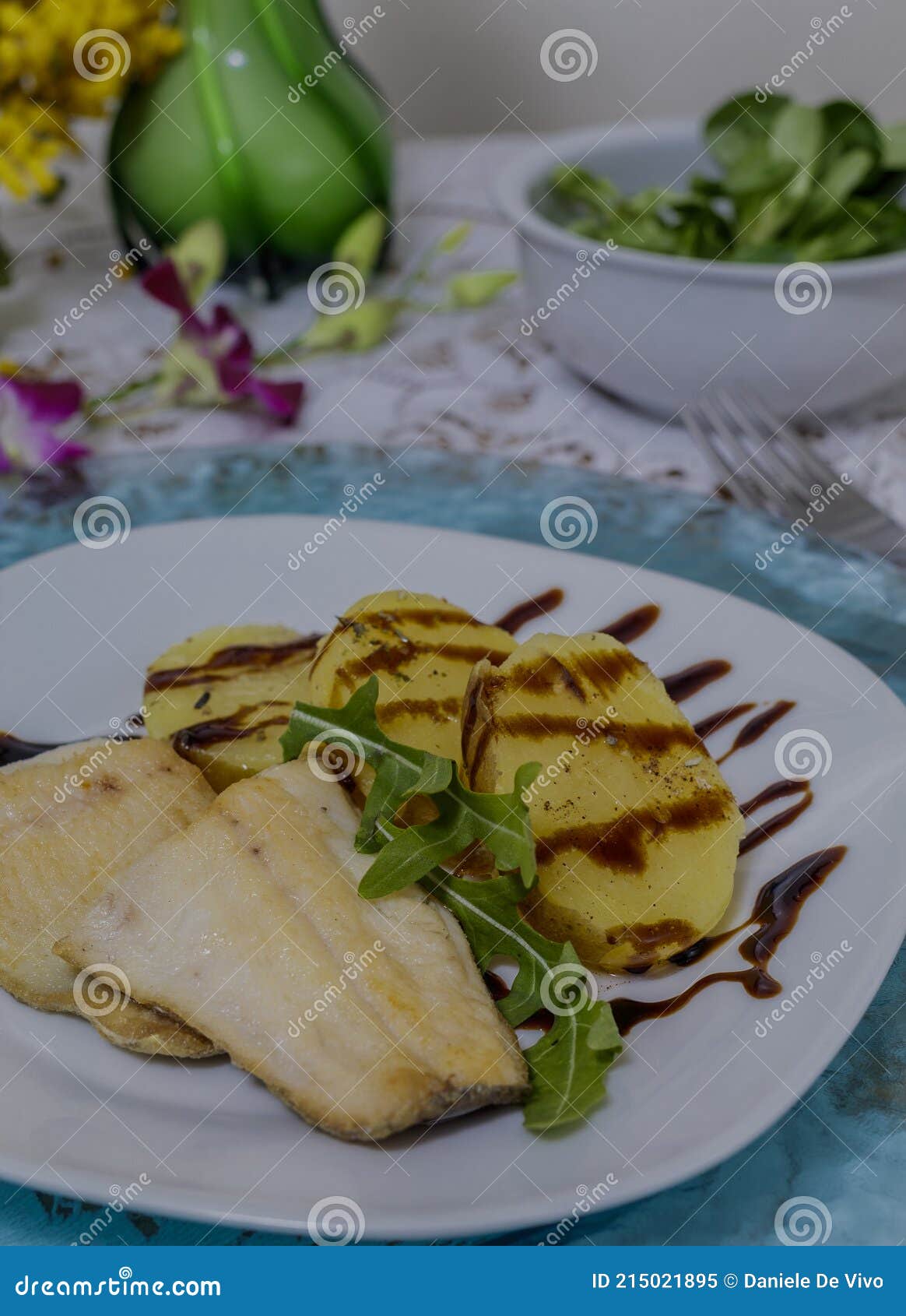 Trout fillet with potatoes stock image. Image of gastronomy 215021895