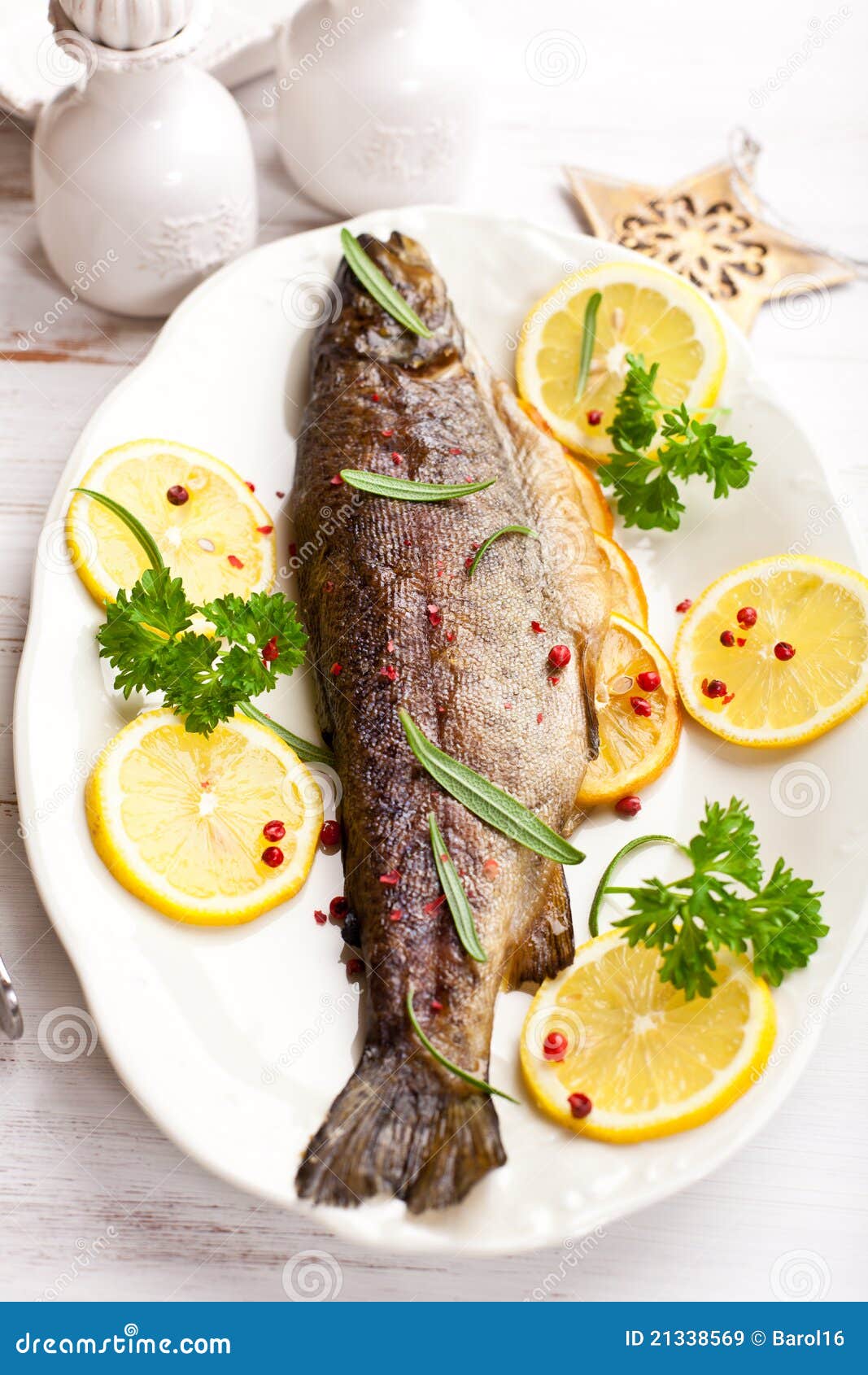 Trout with Lemons and Rosemary for Christmas Stock Image Image of closeup, herbs 21338569