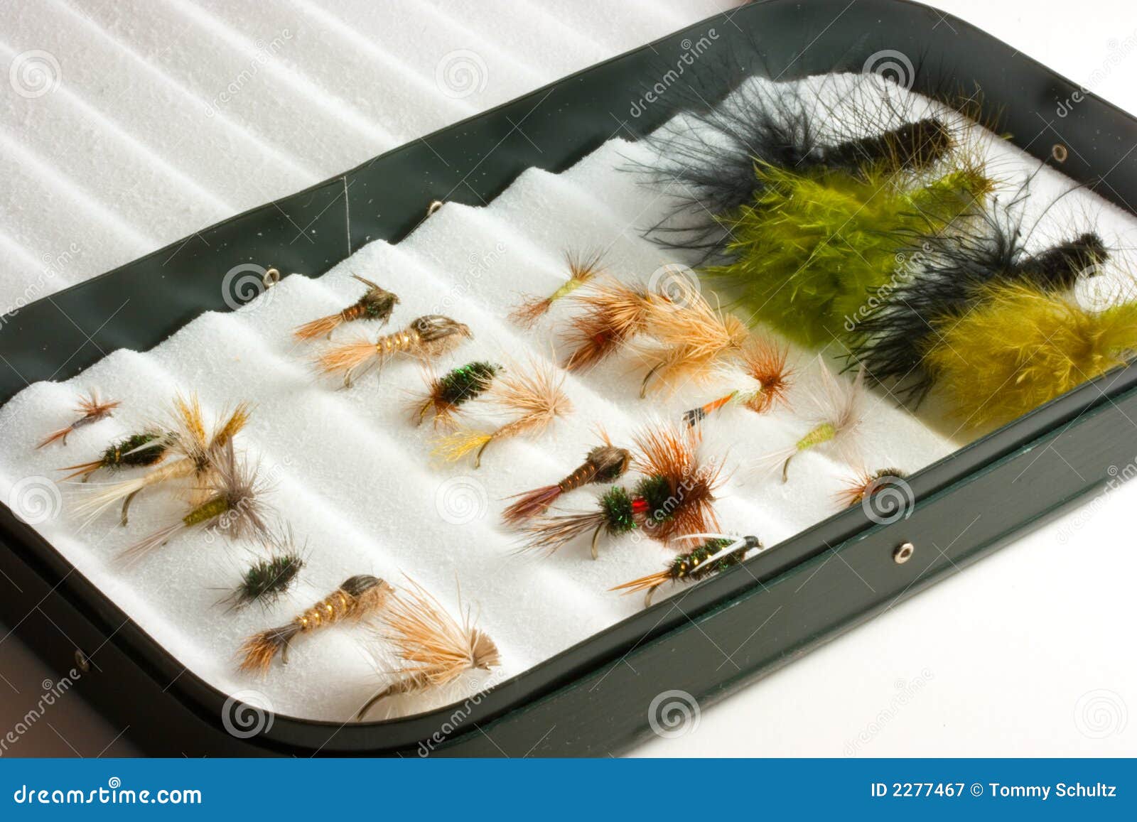 Trout lures in fly box stock image. Image of dries, exclusive - 2277467