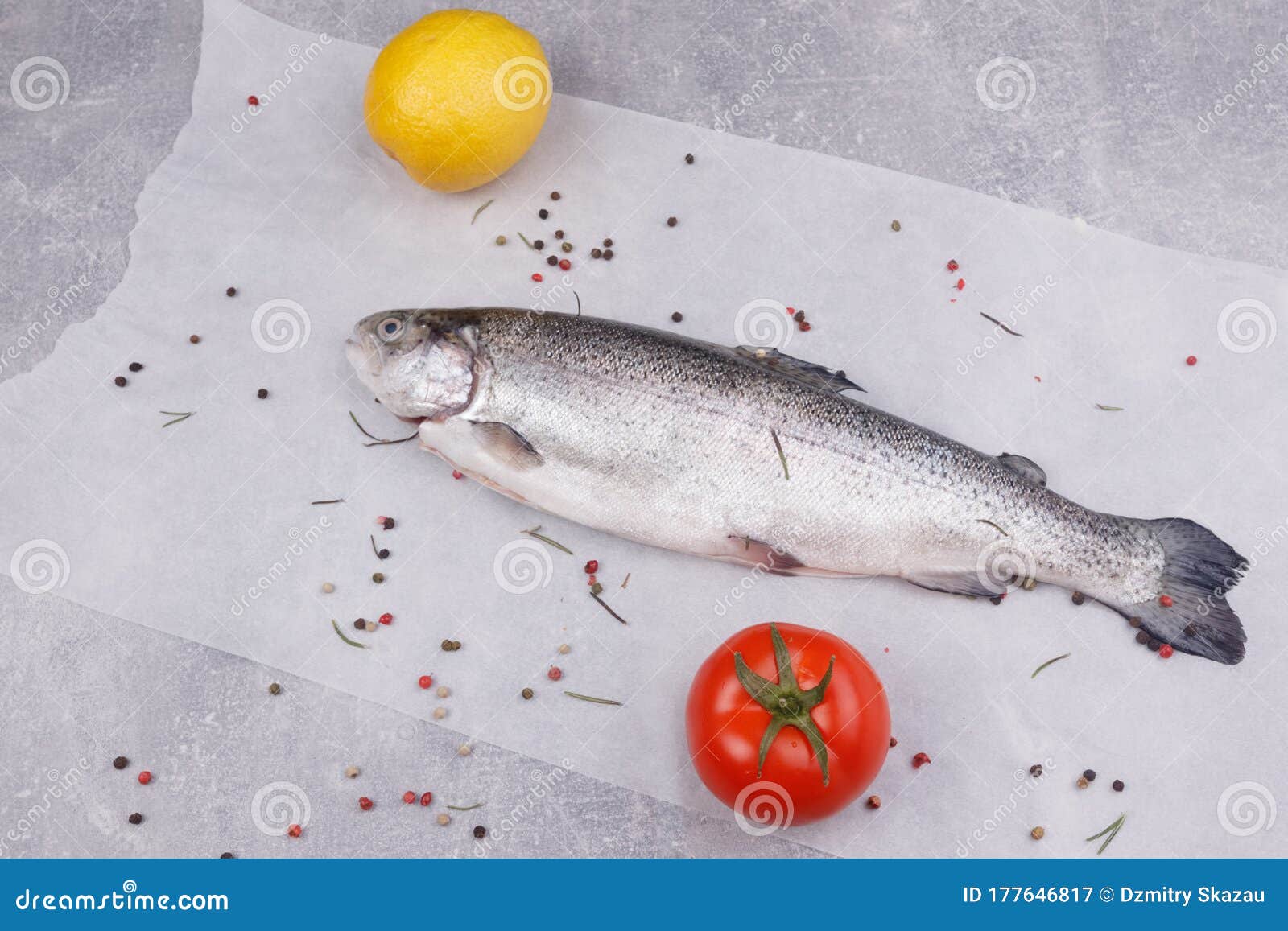 Trout, Olive Oil, Lemon and Tomato Stock Image Image of lemon, trout