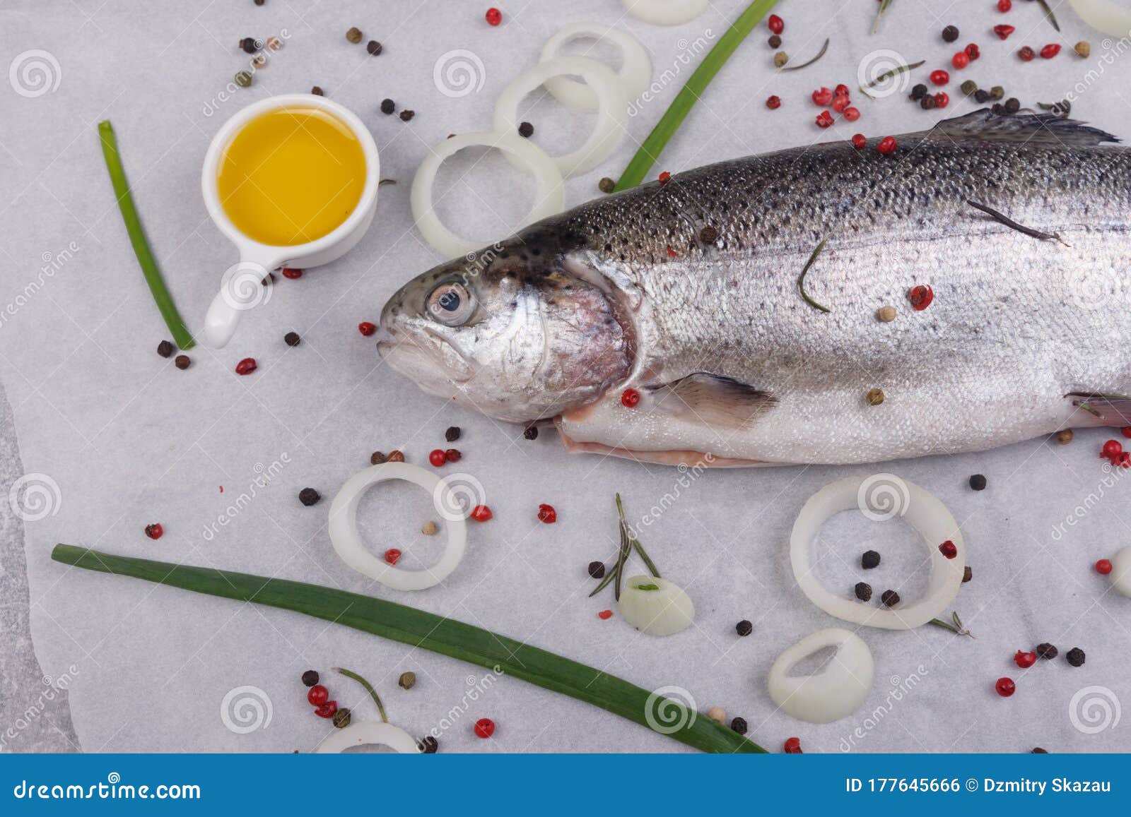 Trout, Olive Oil and Onions Stock Photo Image of dinner, tasty 177645666