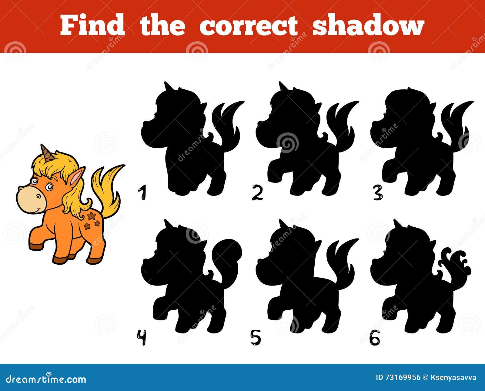 Trouvez L Ombre Correcte Petite Licorne Illustration De Vecteur Illustration Du Trouvez Correcte 73169956