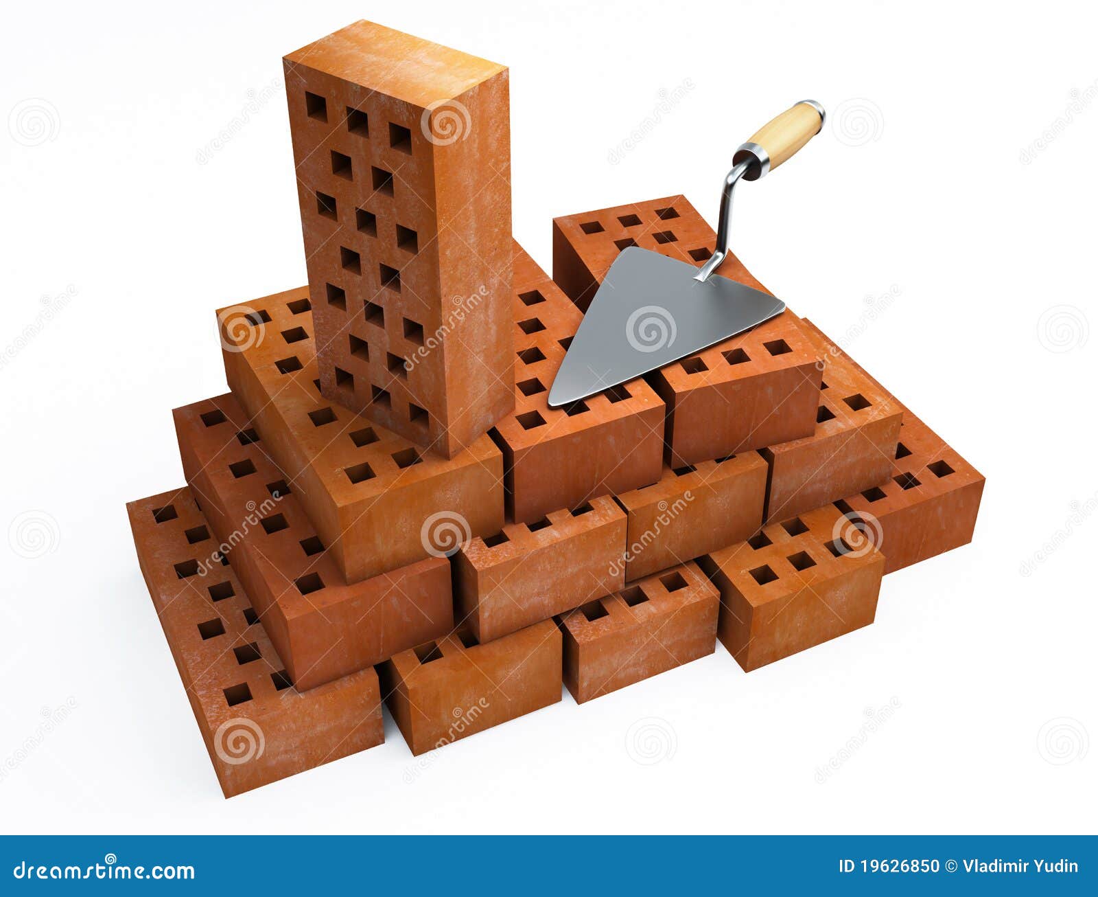 Trowel and bricks stock illustration. Illustration of bricklayer 19626850