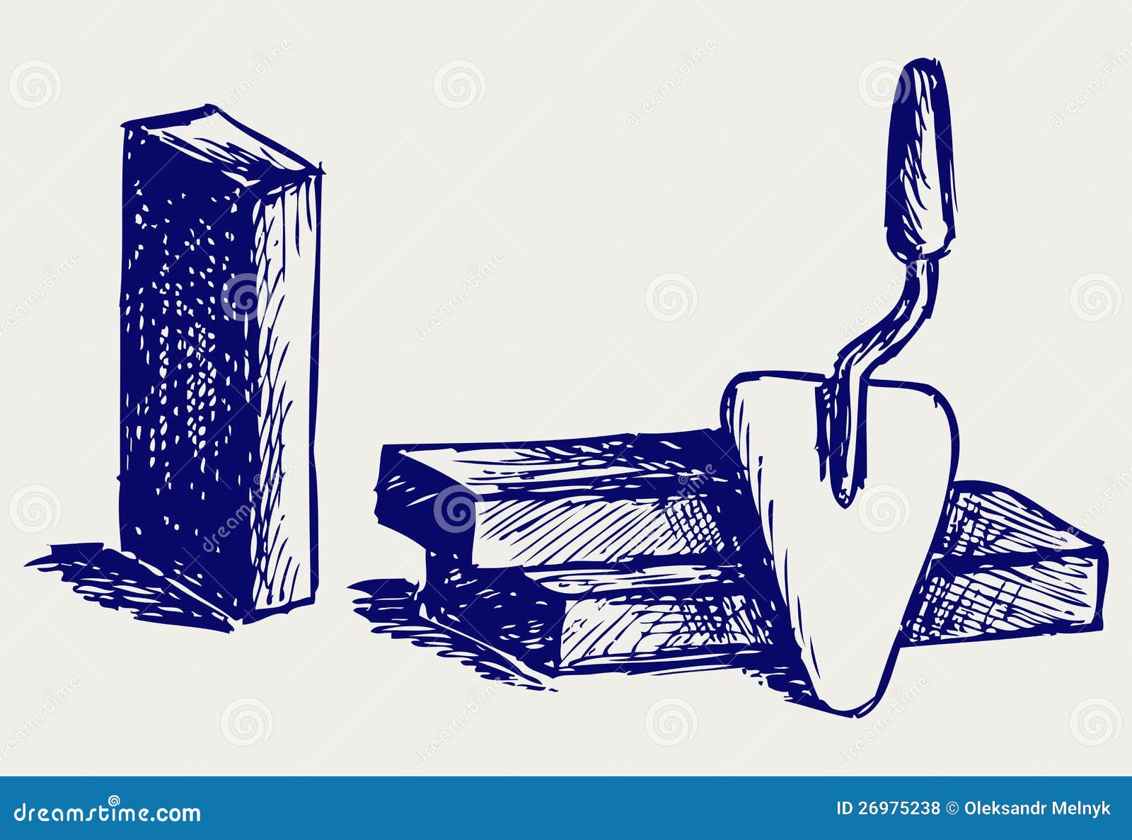 Trowel and bricks stock vector. Illustration of industry 26975238