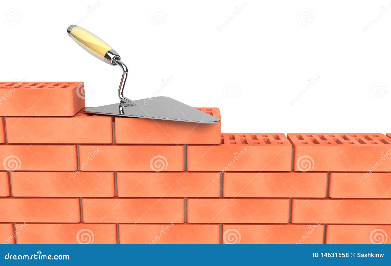 Wall Construction Masonry With Thermal Insulation 3d Rendering On A