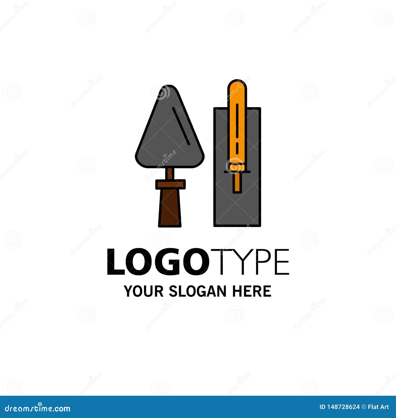 Trowel, Brickwork, Construction, Masonry, Tool Business Logo Template