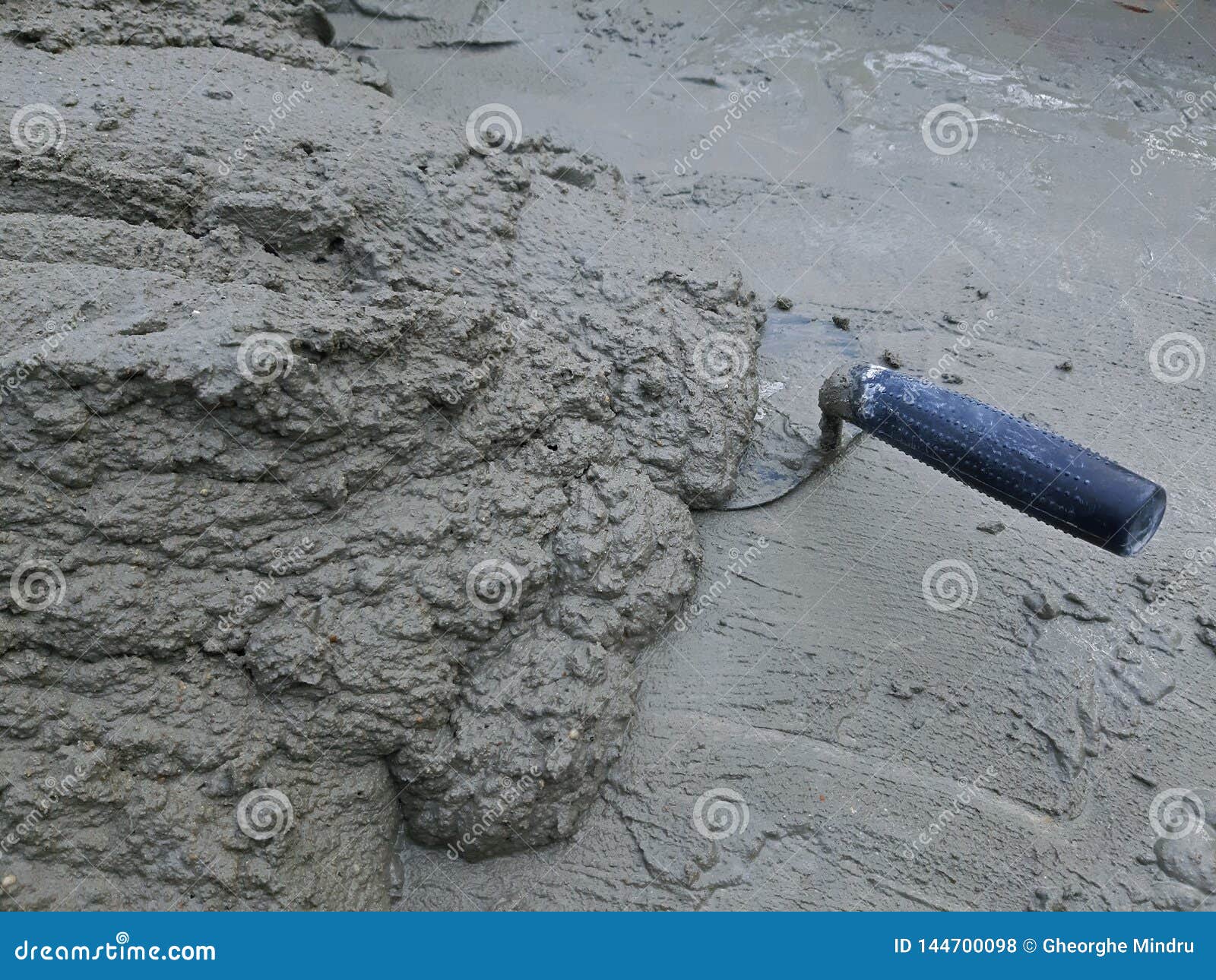 Trowel and Mortar for Plastering. Construction Concept Stock Photo